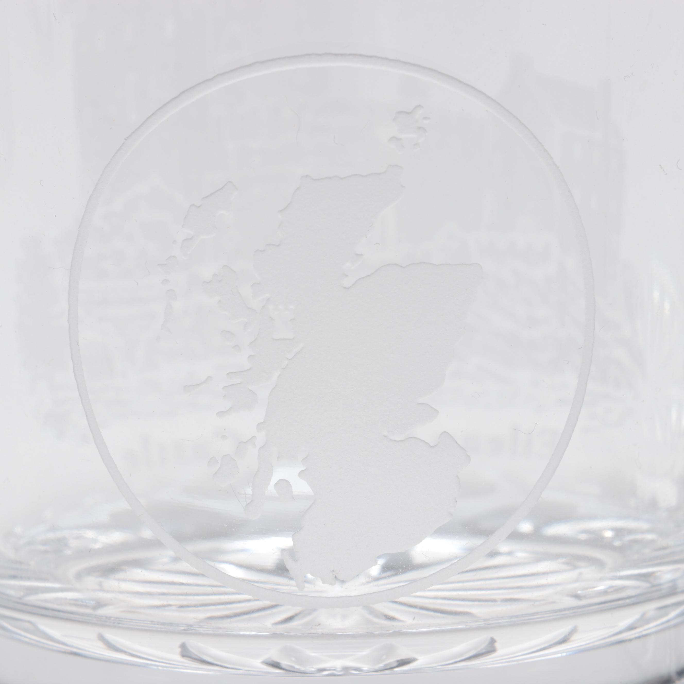 Edinburgh Crystal Double Old Fashioned Etched Scottish Castles, 20th C