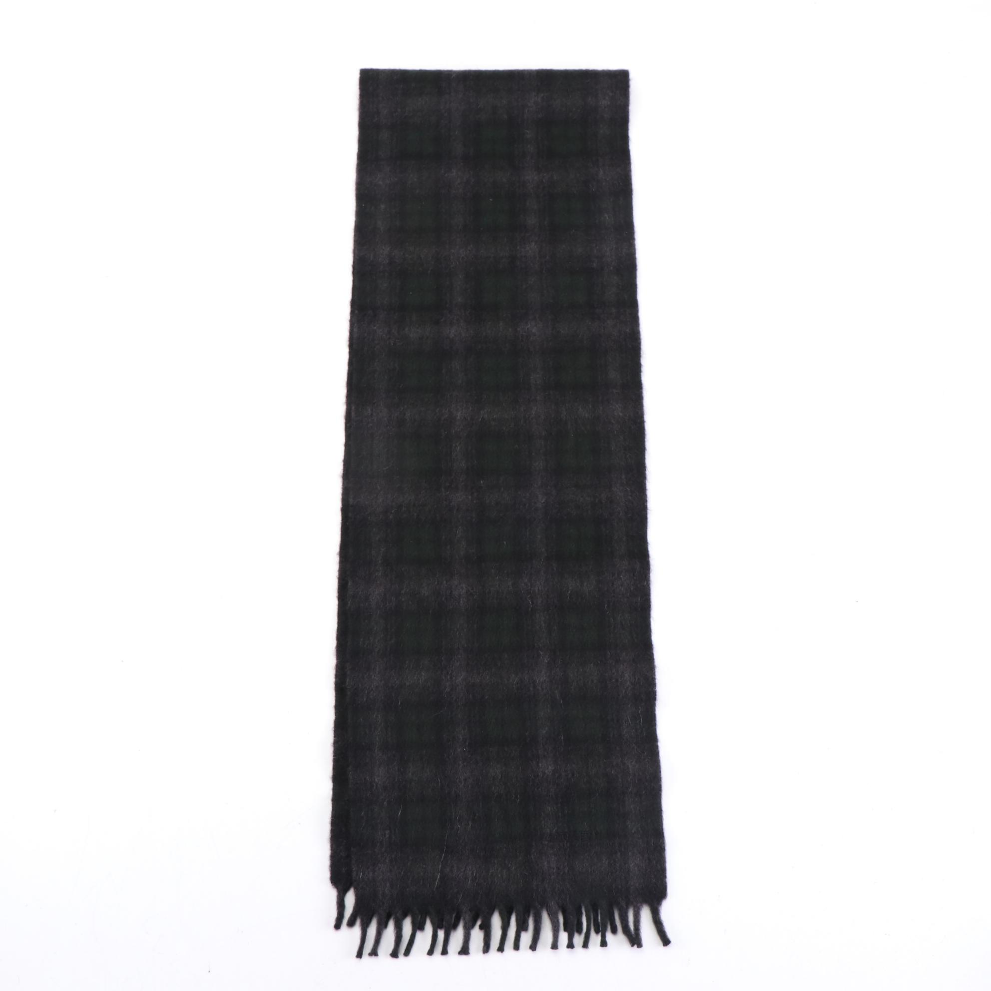 Prada Fringe Scarf in Plaid Cashmere
