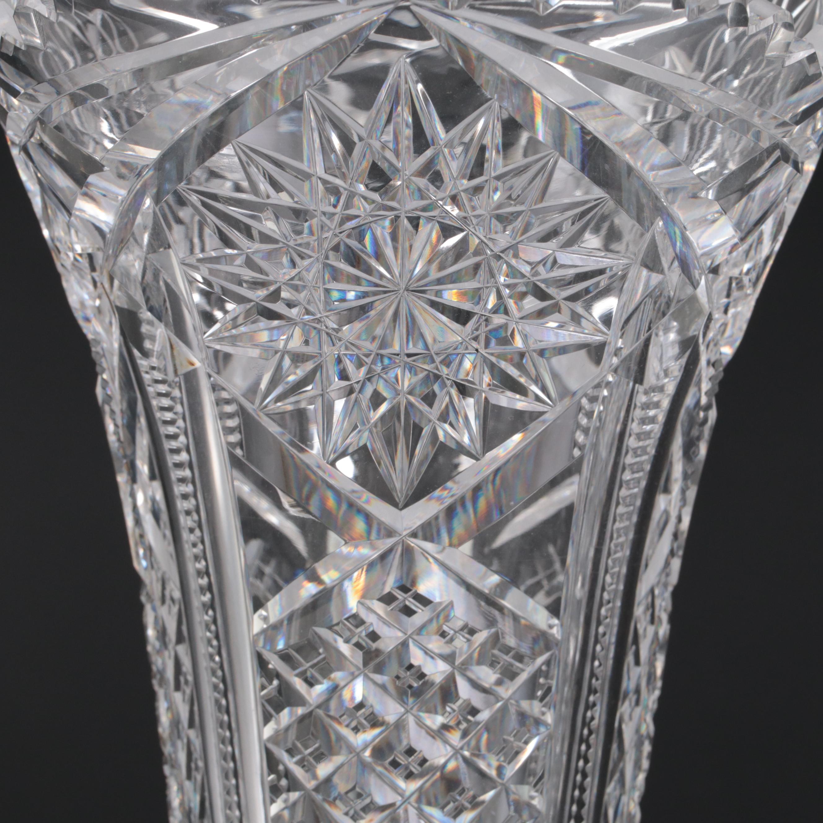 Libbey "Empress" with Clark "American Beauty" Brilliant Cut Glass Vases