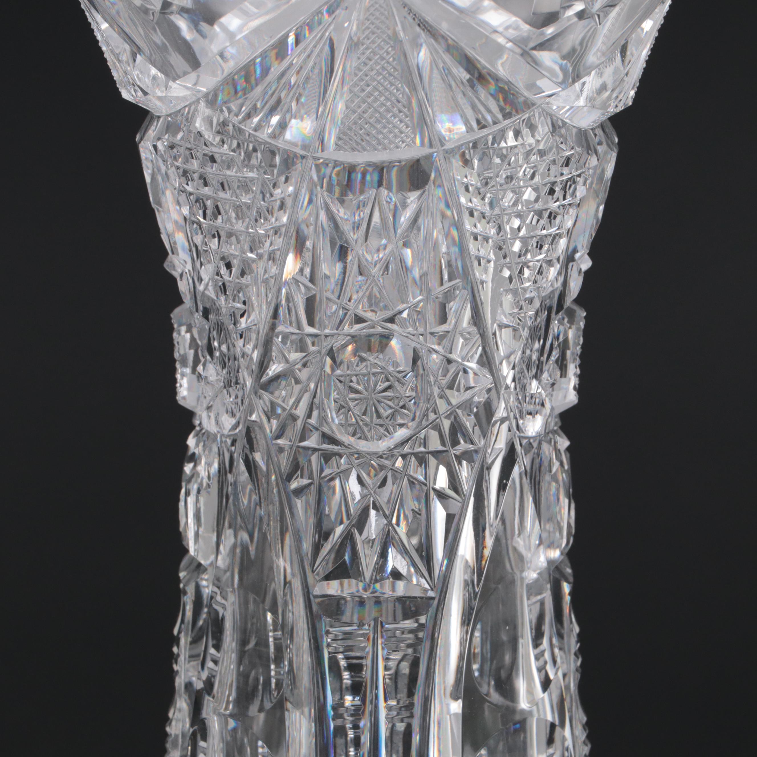 Libbey "Empress" with Clark "American Beauty" Brilliant Cut Glass Vases