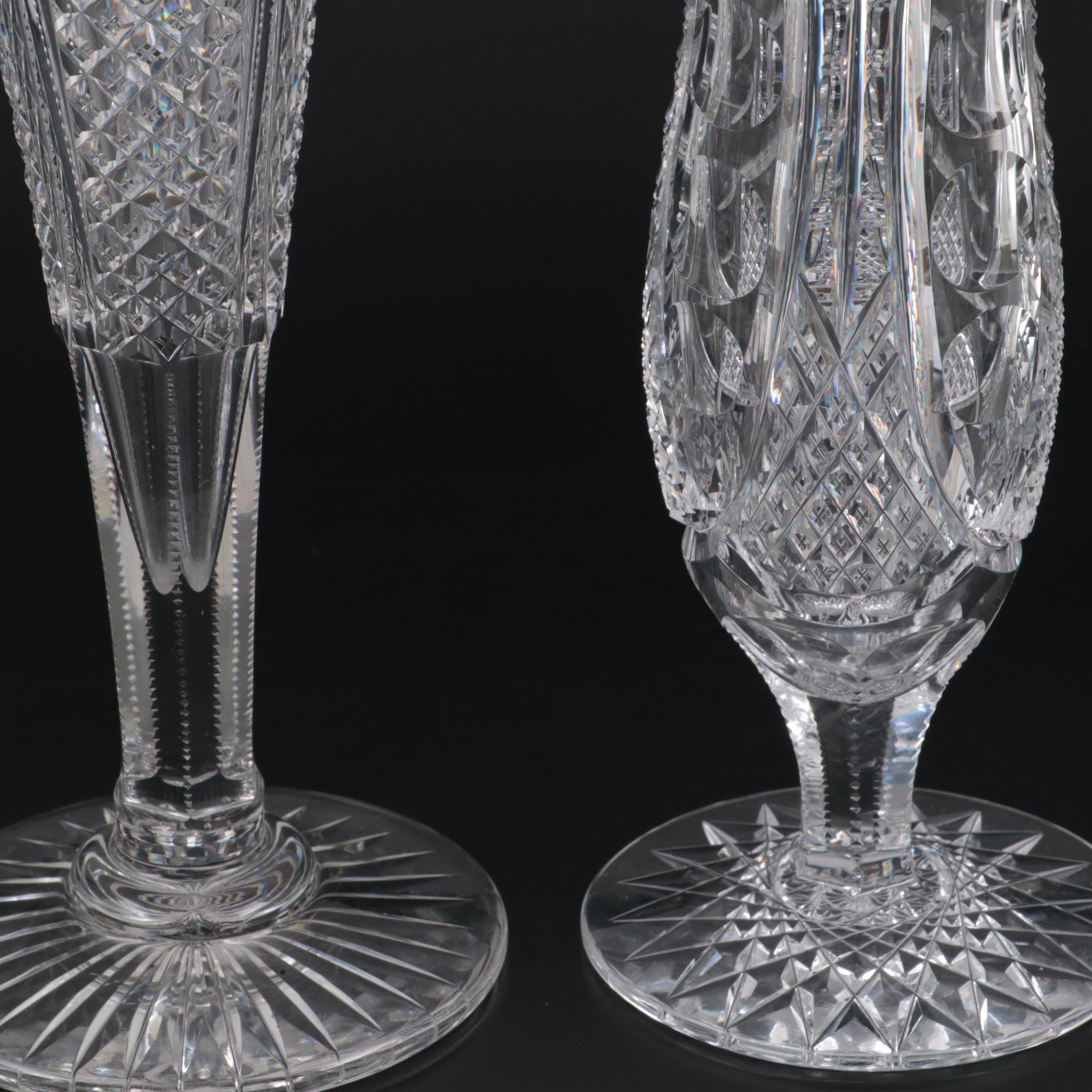 Libbey "Empress" with Clark "American Beauty" Brilliant Cut Glass Vases