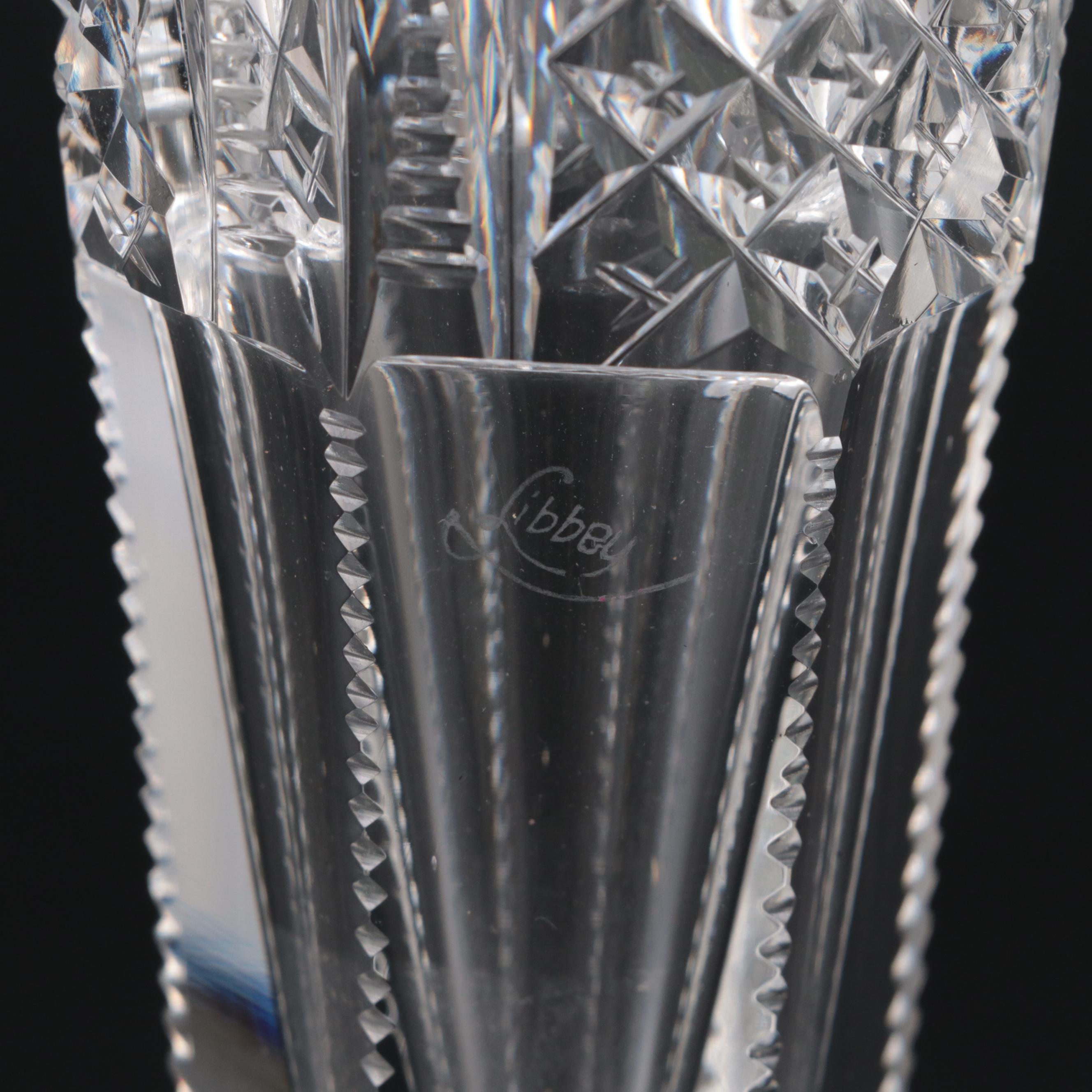 Libbey "Empress" with Clark "American Beauty" Brilliant Cut Glass Vases