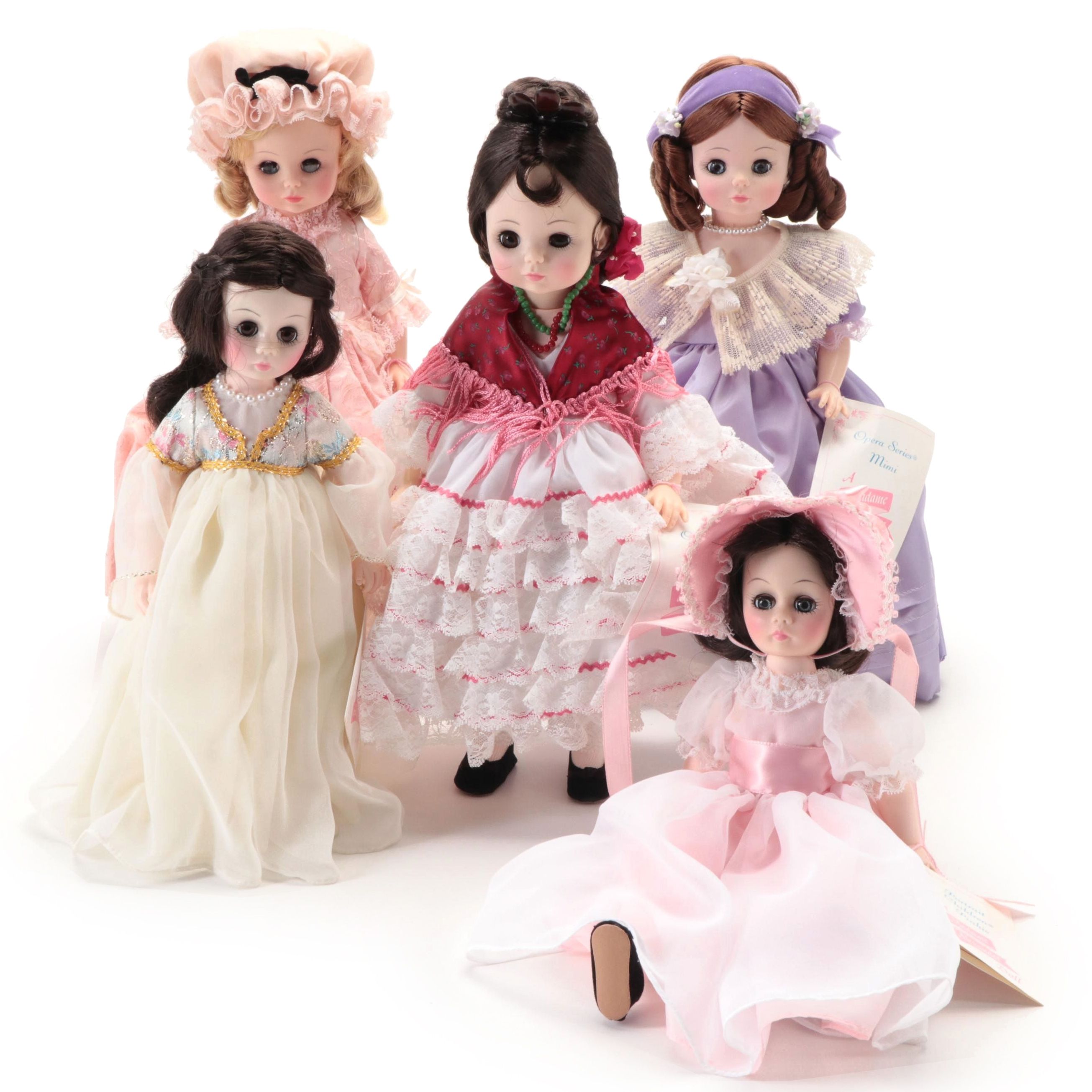 Madame Alexander "Carmen", "Mimi", "Madame", "Pinkie", and "Juliet" Dolls