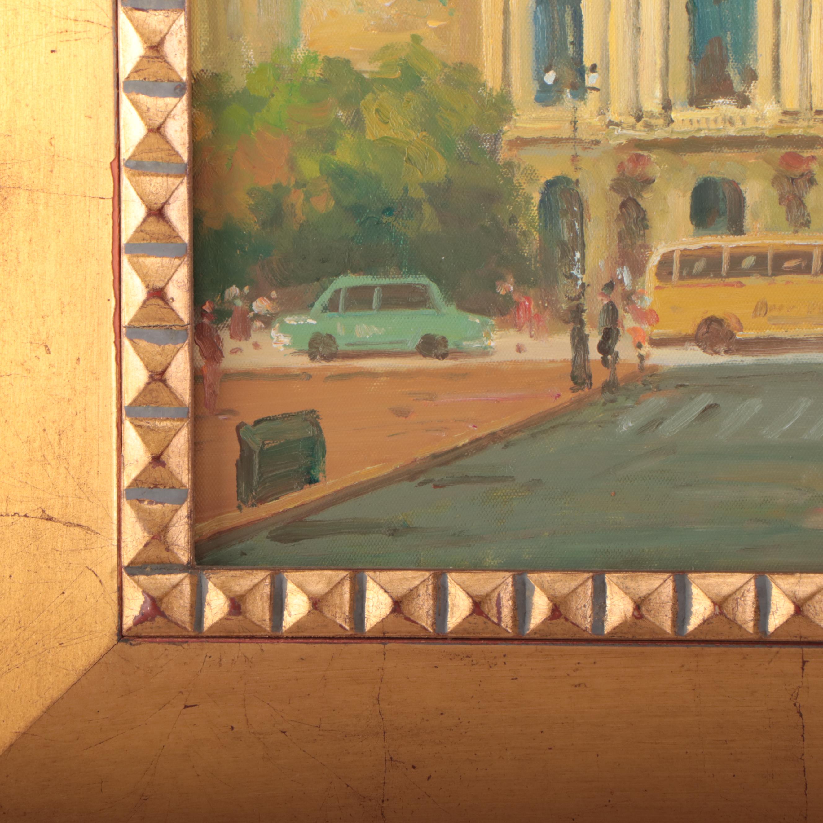 Alexsandr Stravin Street Scene Oil Painting of Palais Garnier, Paris