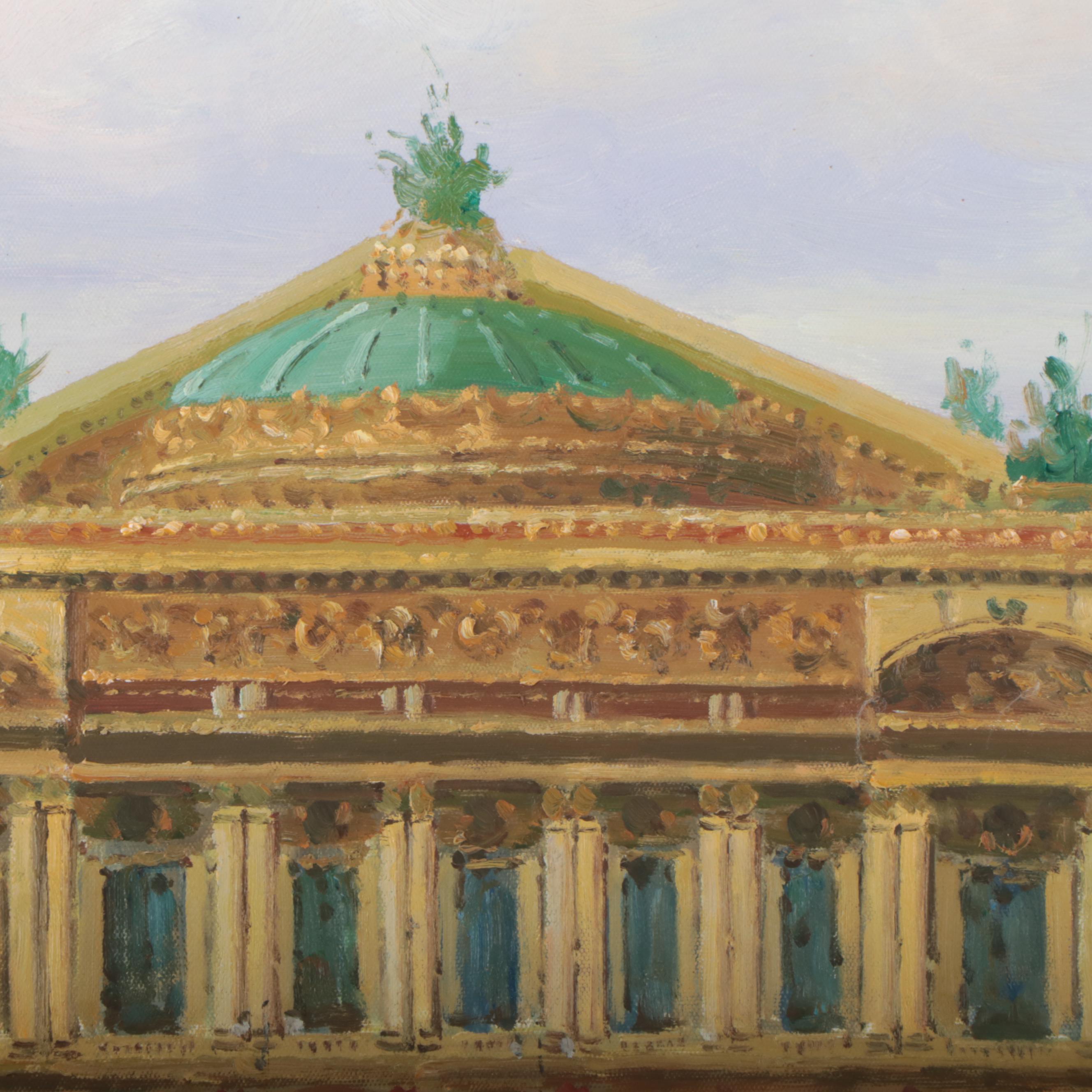 Alexsandr Stravin Street Scene Oil Painting of Palais Garnier, Paris