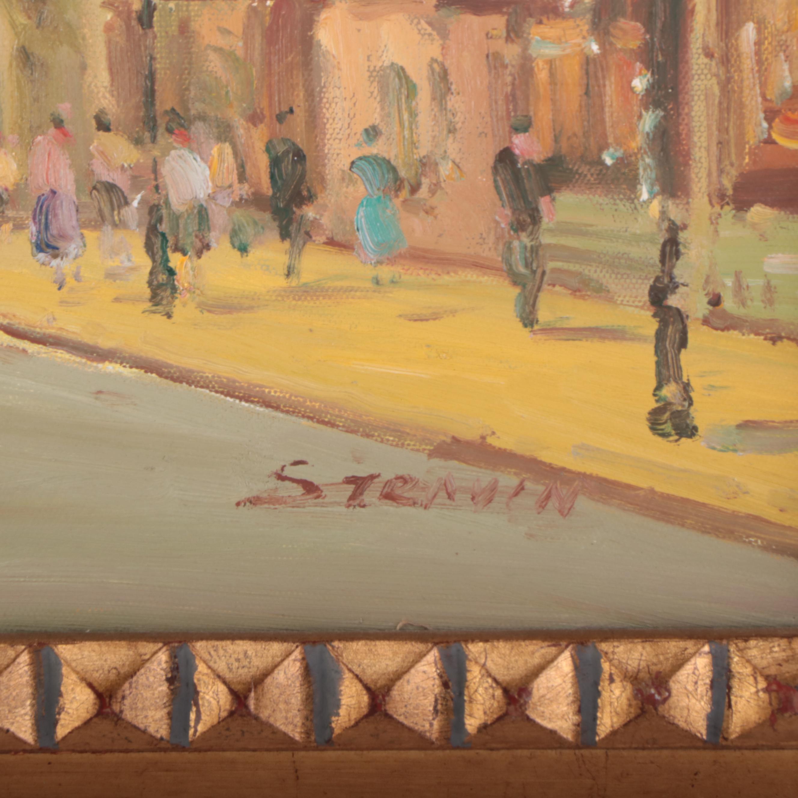 Alexsandr Stravin Street Scene Oil Painting of Palais Garnier, Paris