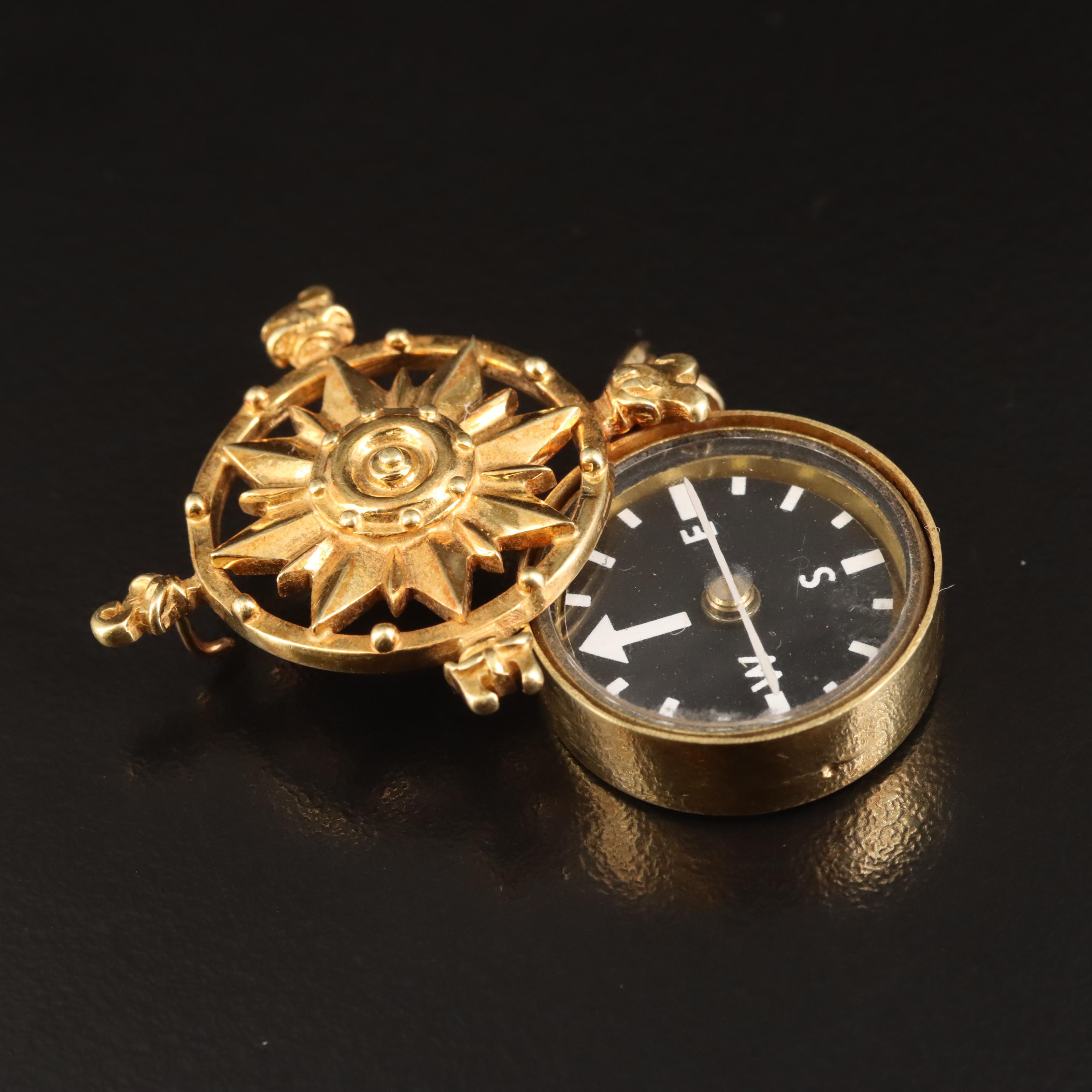 18K Compass Pendant