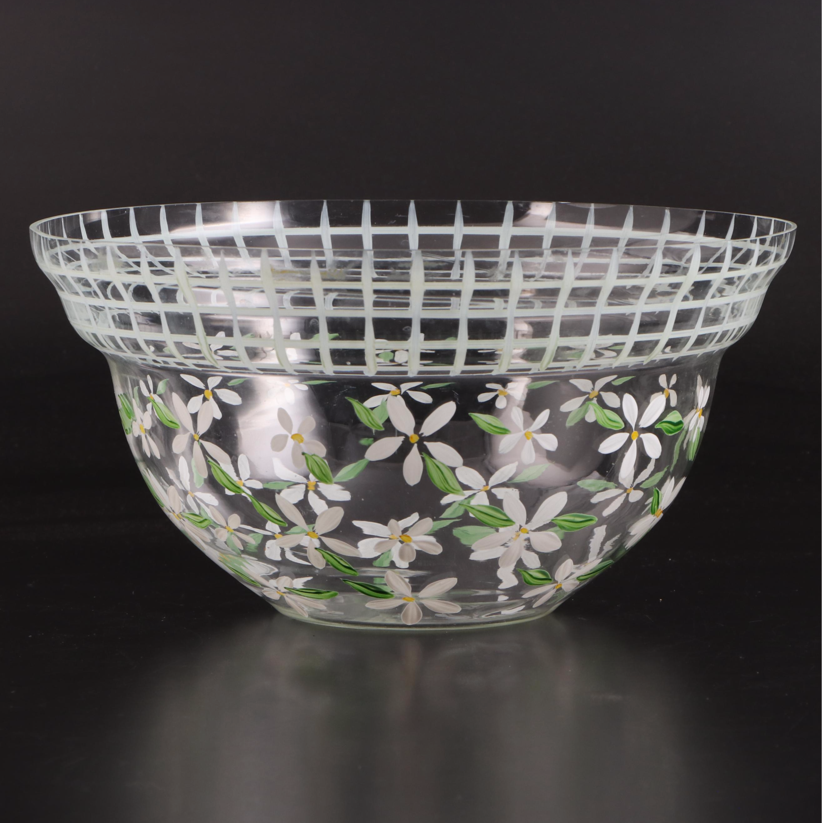 Mikasa Bowl and Platter with Etched Lidded Stand and Painted Bowl