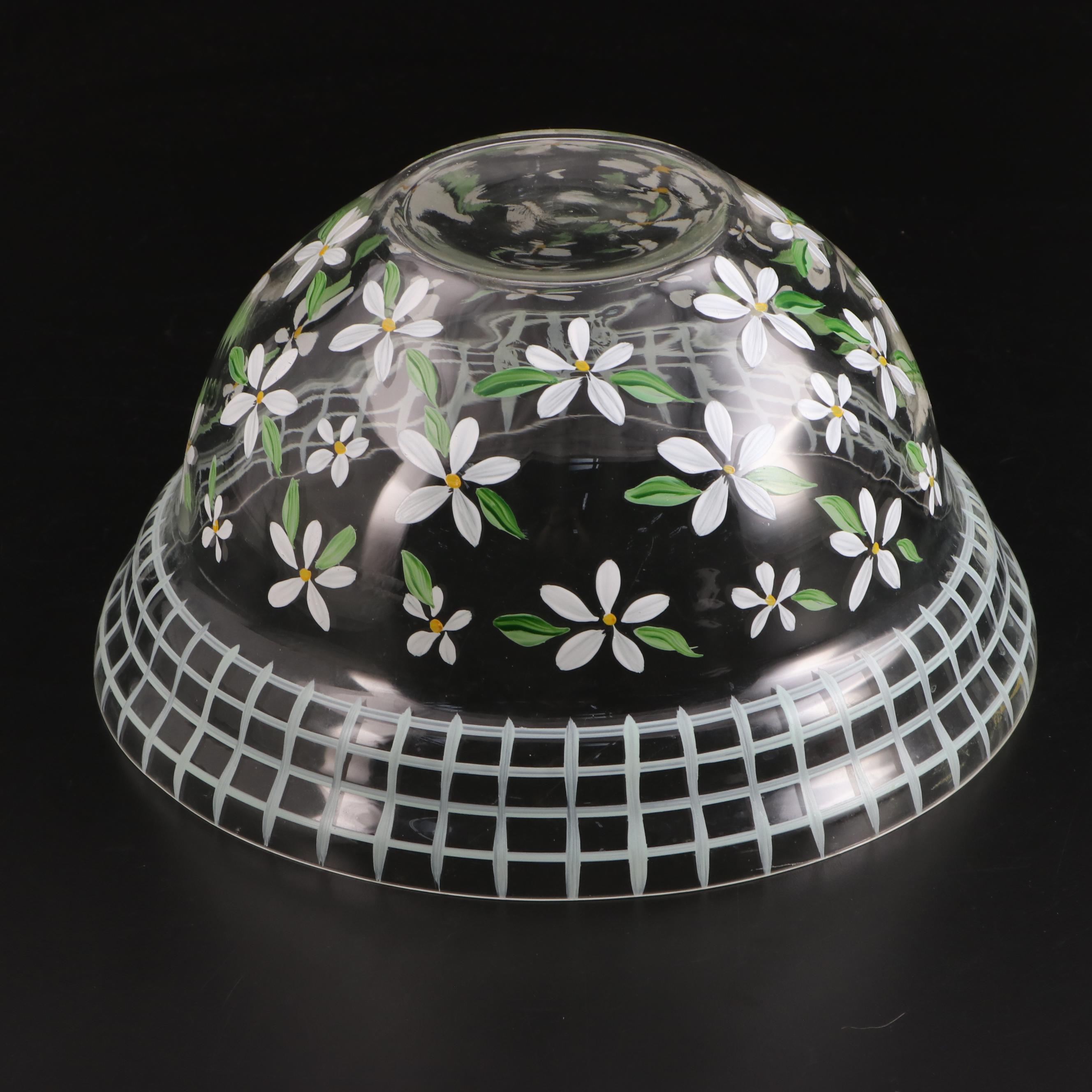 Mikasa Bowl and Platter with Etched Lidded Stand and Painted Bowl