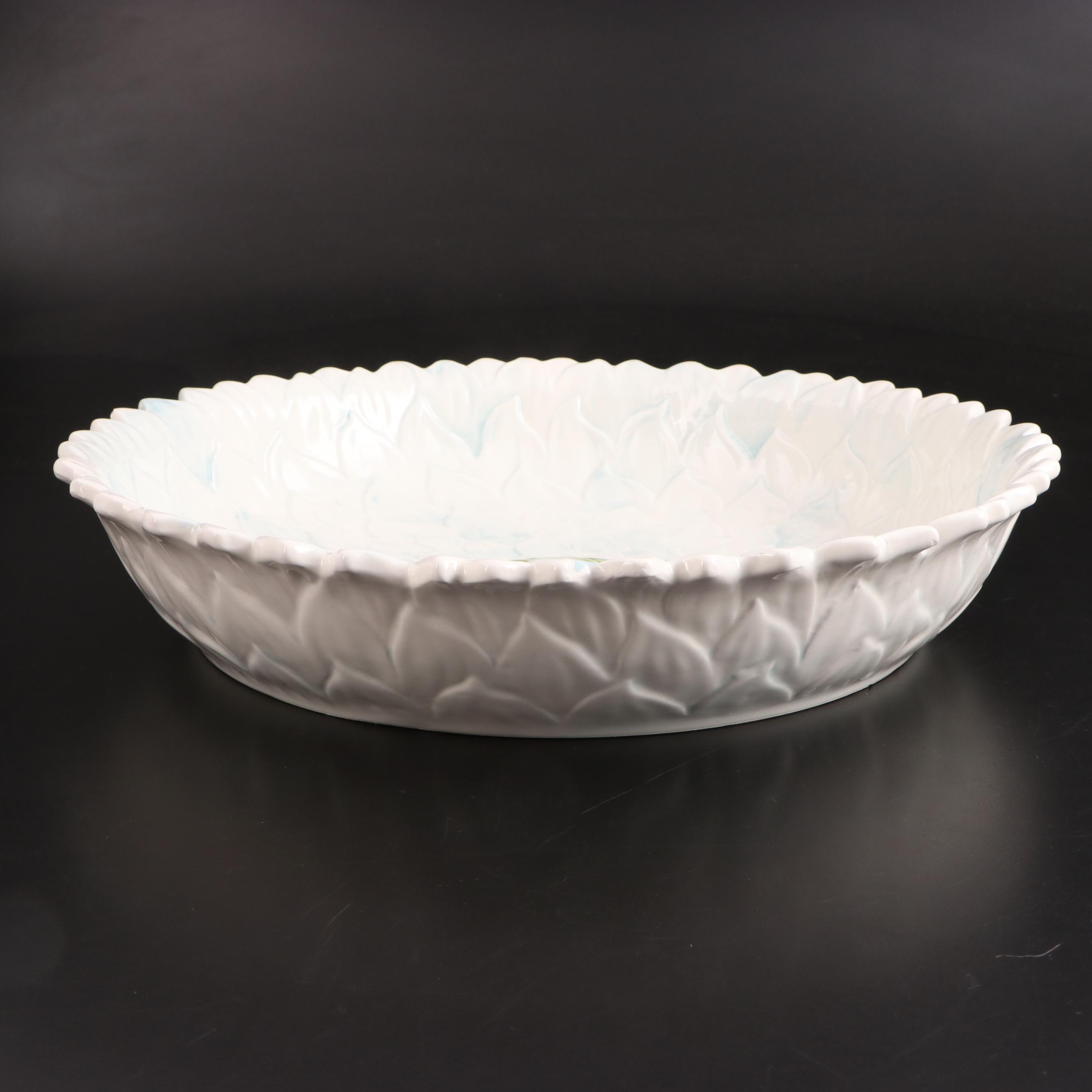 Mikasa Bowl and Platter with Etched Lidded Stand and Painted Bowl