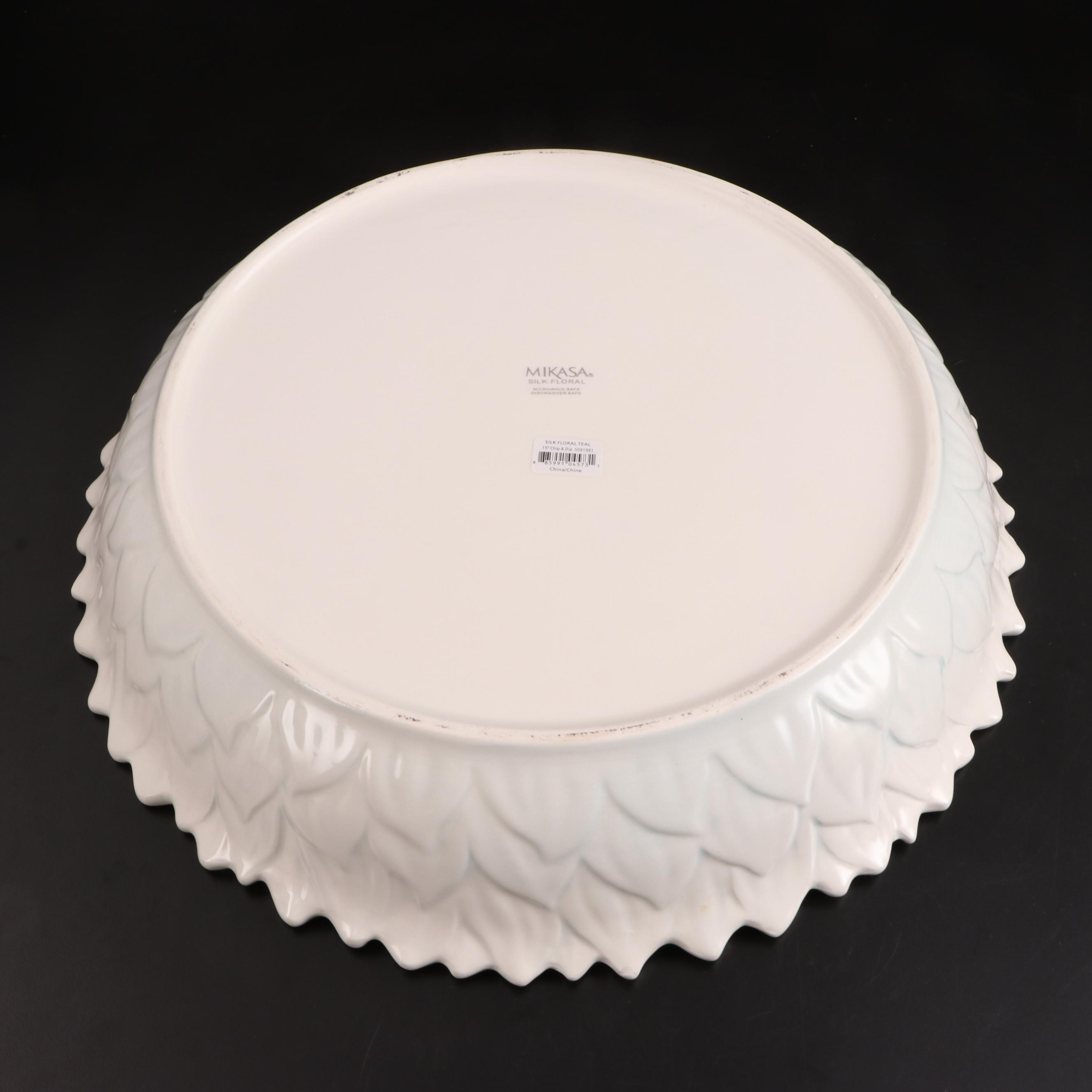 Mikasa Bowl and Platter with Etched Lidded Stand and Painted Bowl