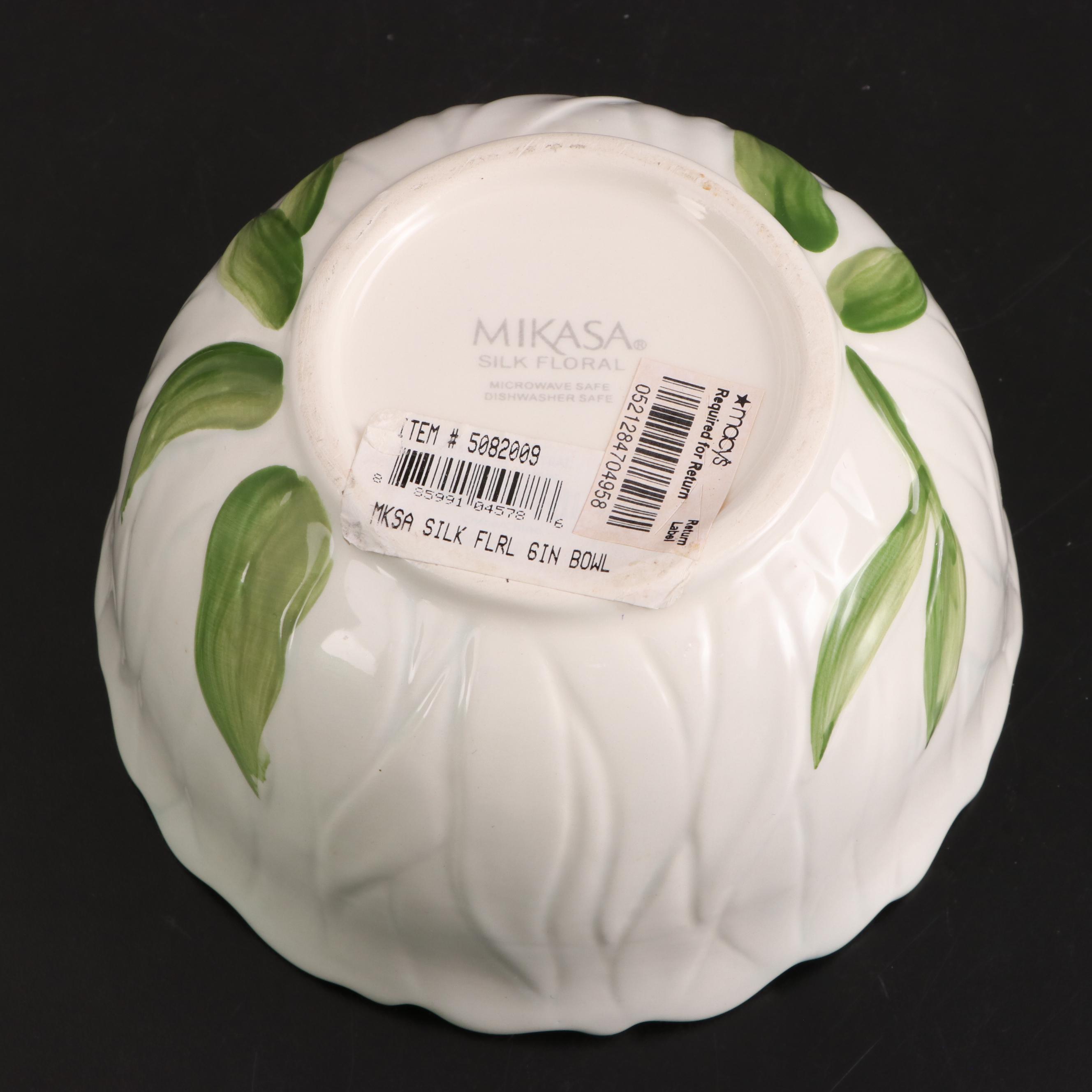 Mikasa Bowl and Platter with Etched Lidded Stand and Painted Bowl