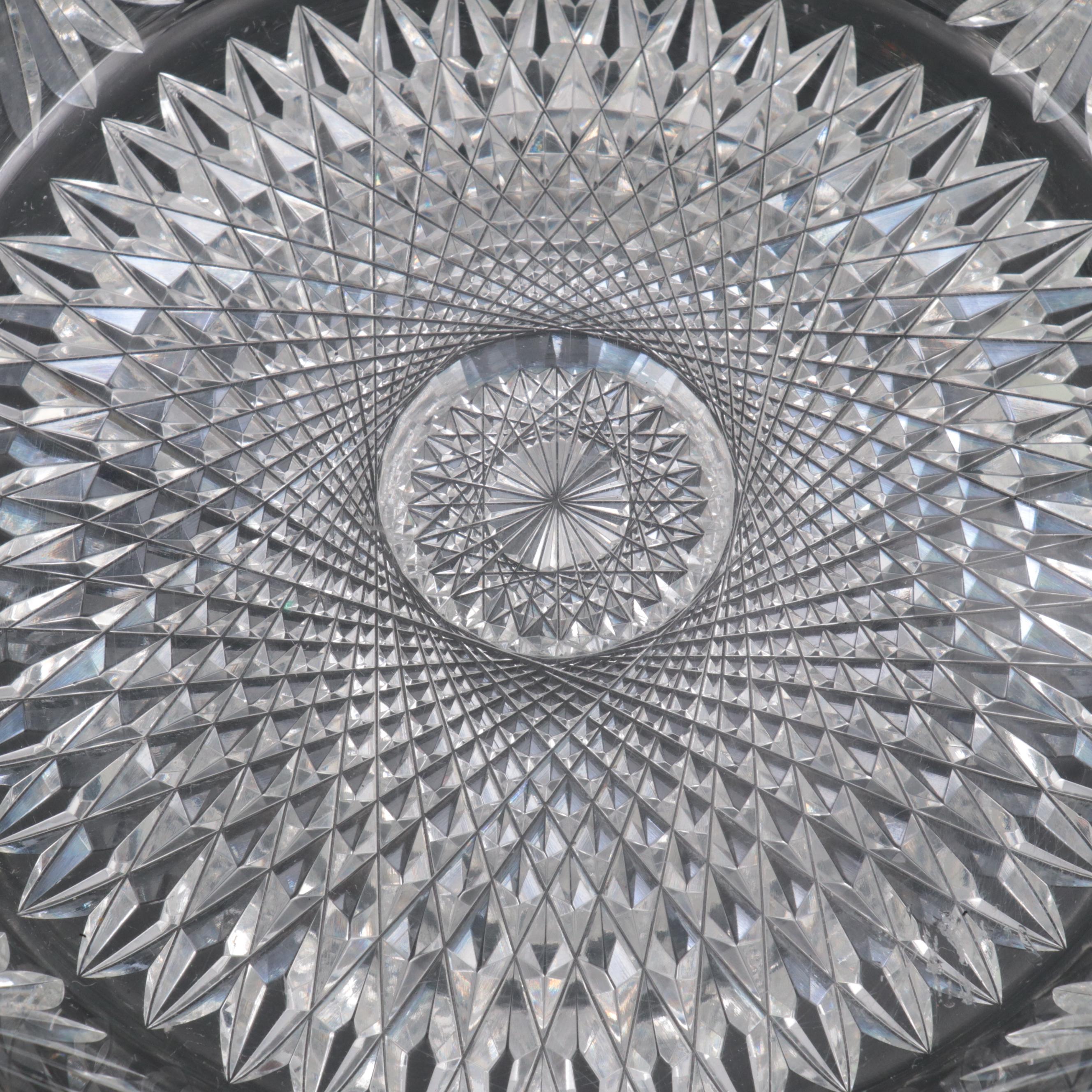 American Brilliant Cut Clark "Mercedes" Glass Punch Bowl