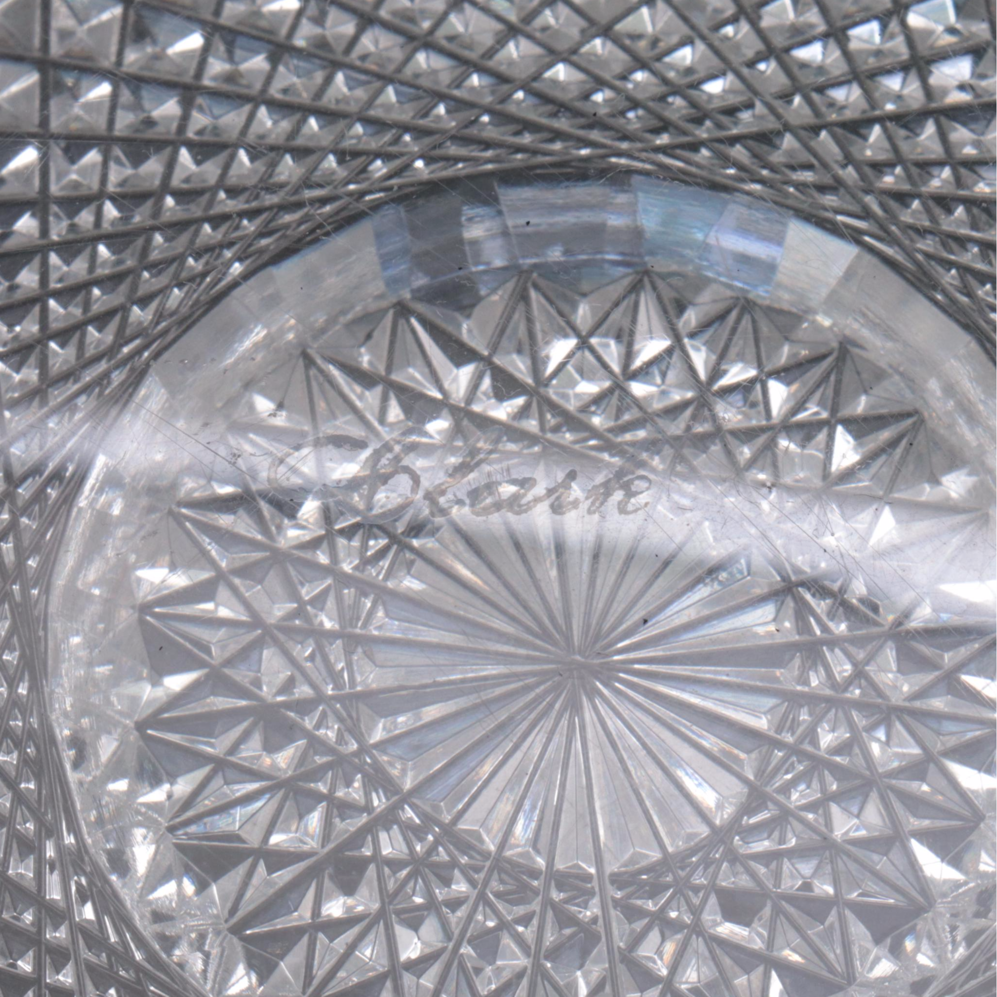 American Brilliant Cut Clark "Mercedes" Glass Punch Bowl