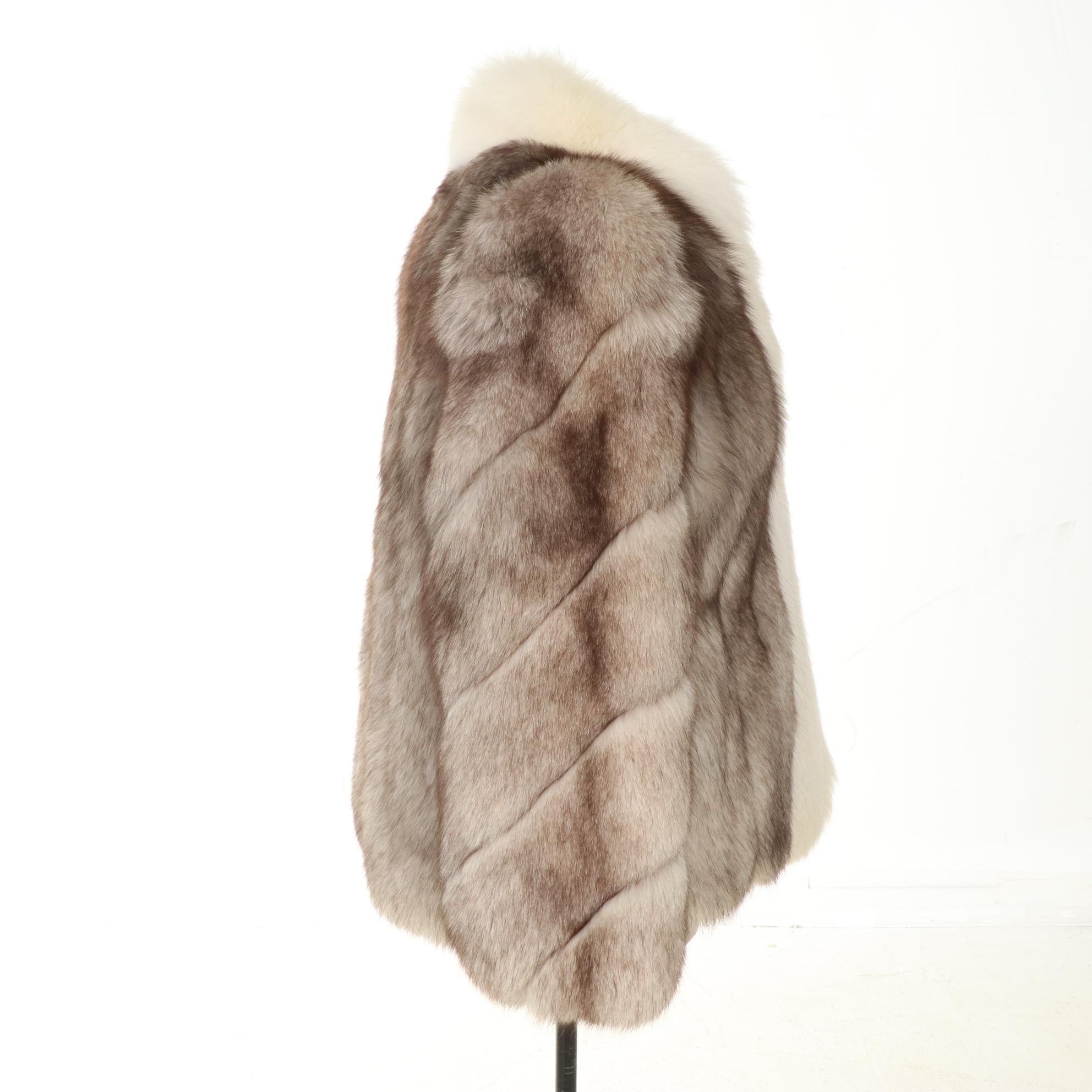 Platinum Fox Fur Jacket with Arctic Fox Trim from Leakas Furs