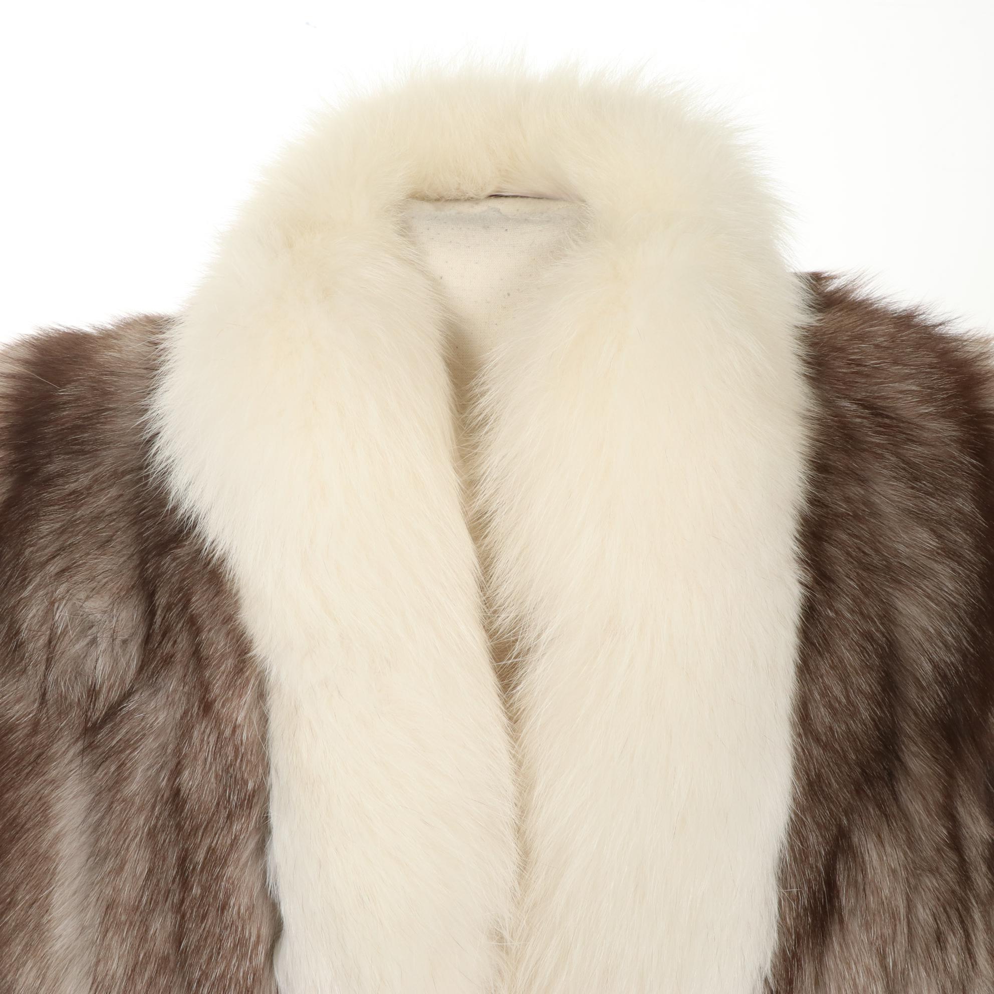 Platinum Fox Fur Jacket with Arctic Fox Trim from Leakas Furs