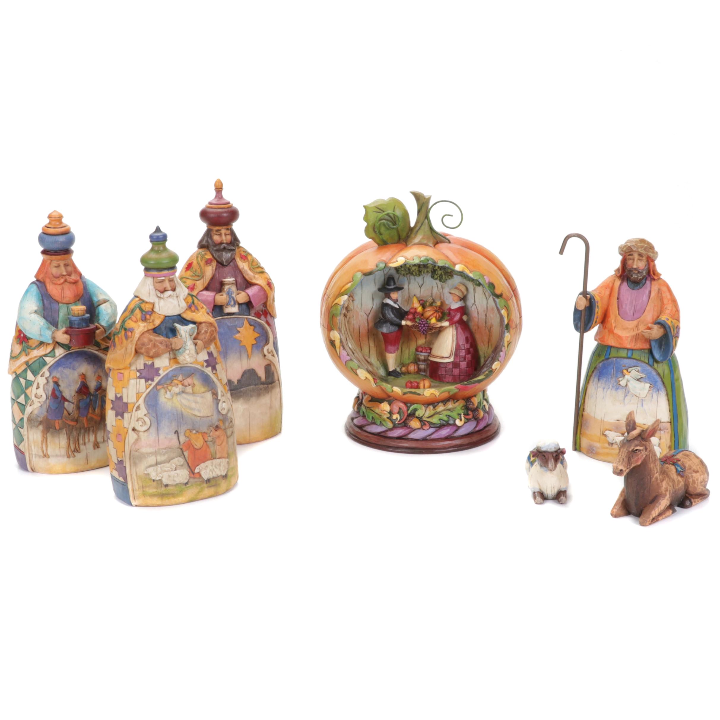 Jim Shore "Blessing Of The Harvest", "Let Earth Receive Her King" Figurines