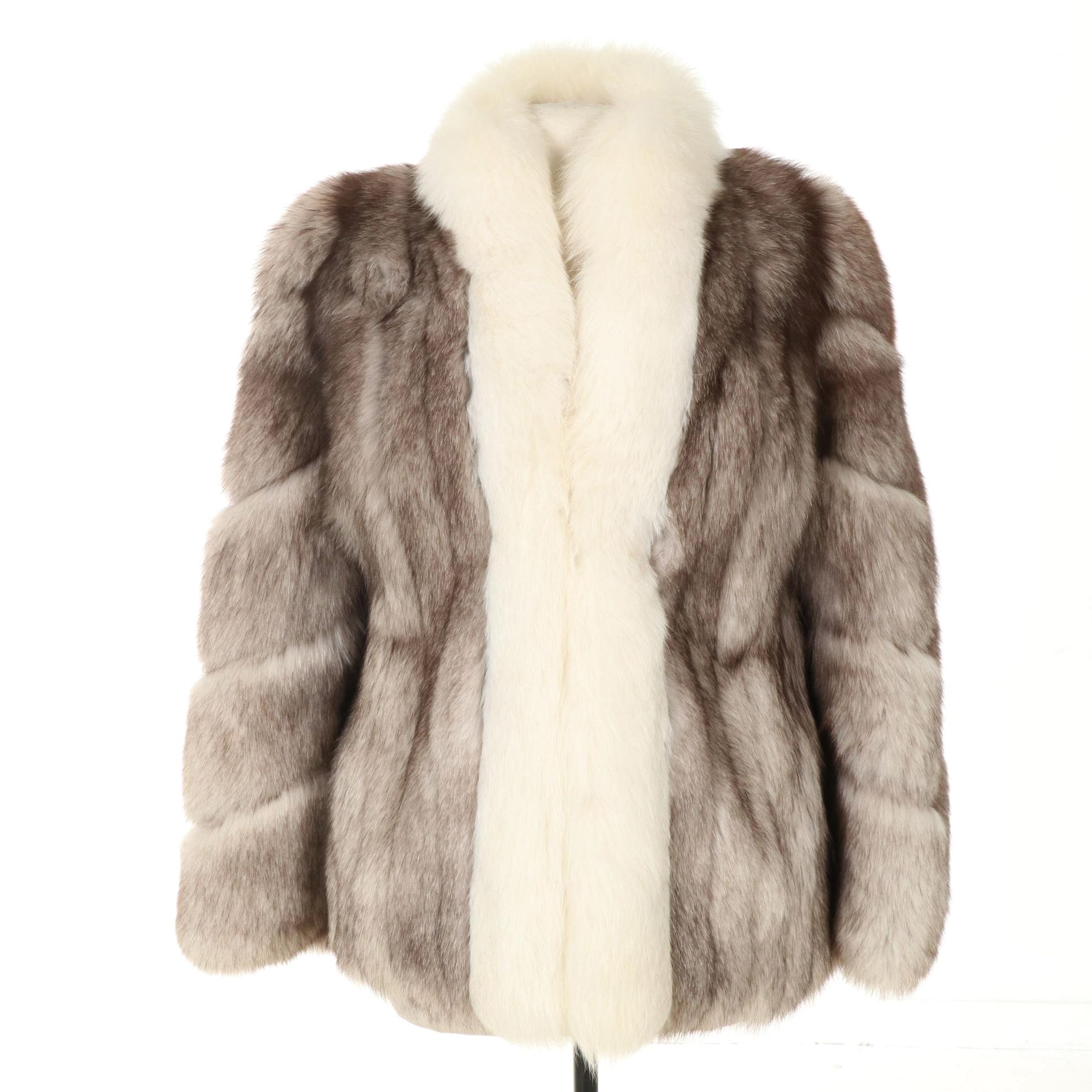 Platinum Fox Fur Jacket with Arctic Fox Trim from Leakas Furs