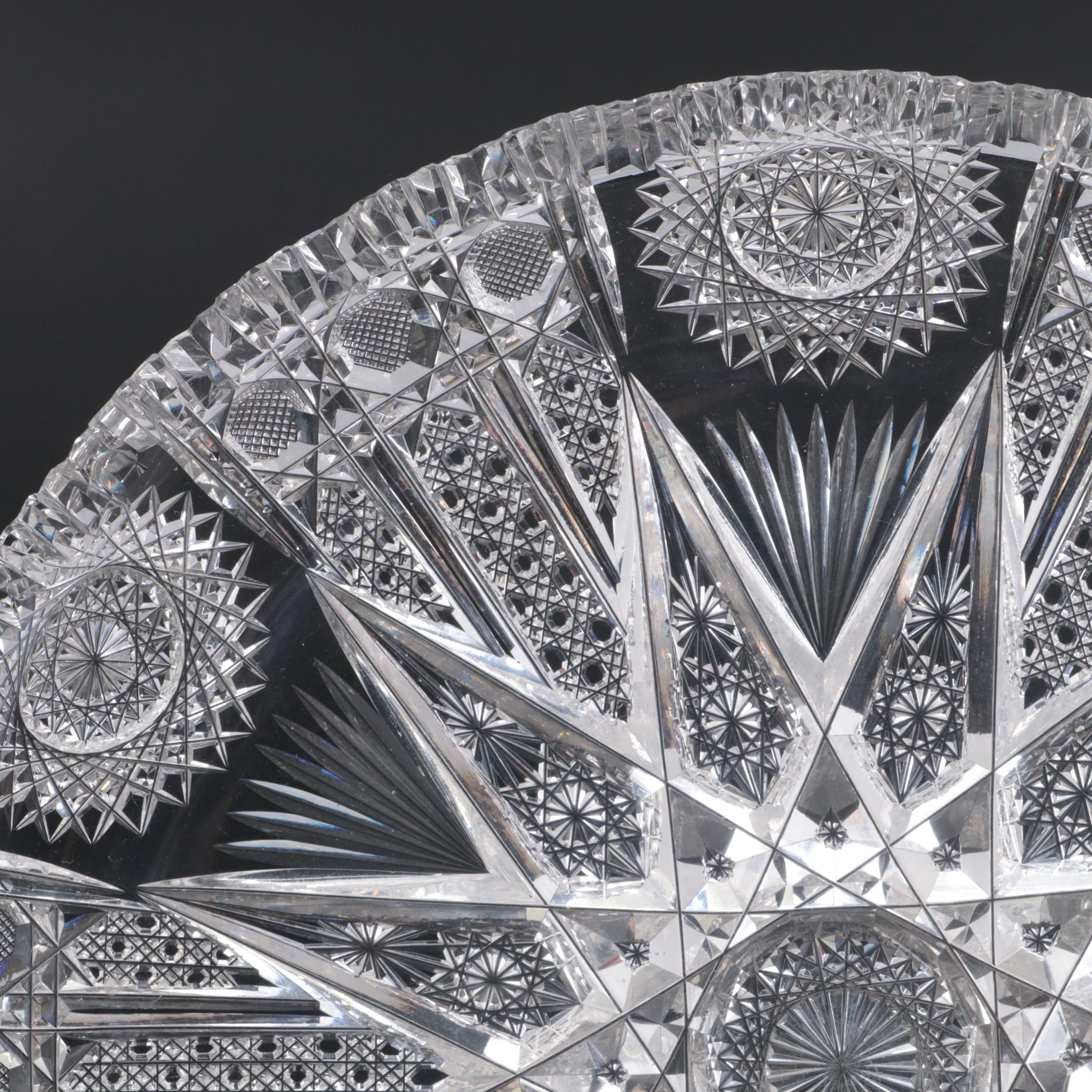 J. Hoare & Co. "Sparkler" Brilliant Cut Glass Circular Tray, Early 20th C.