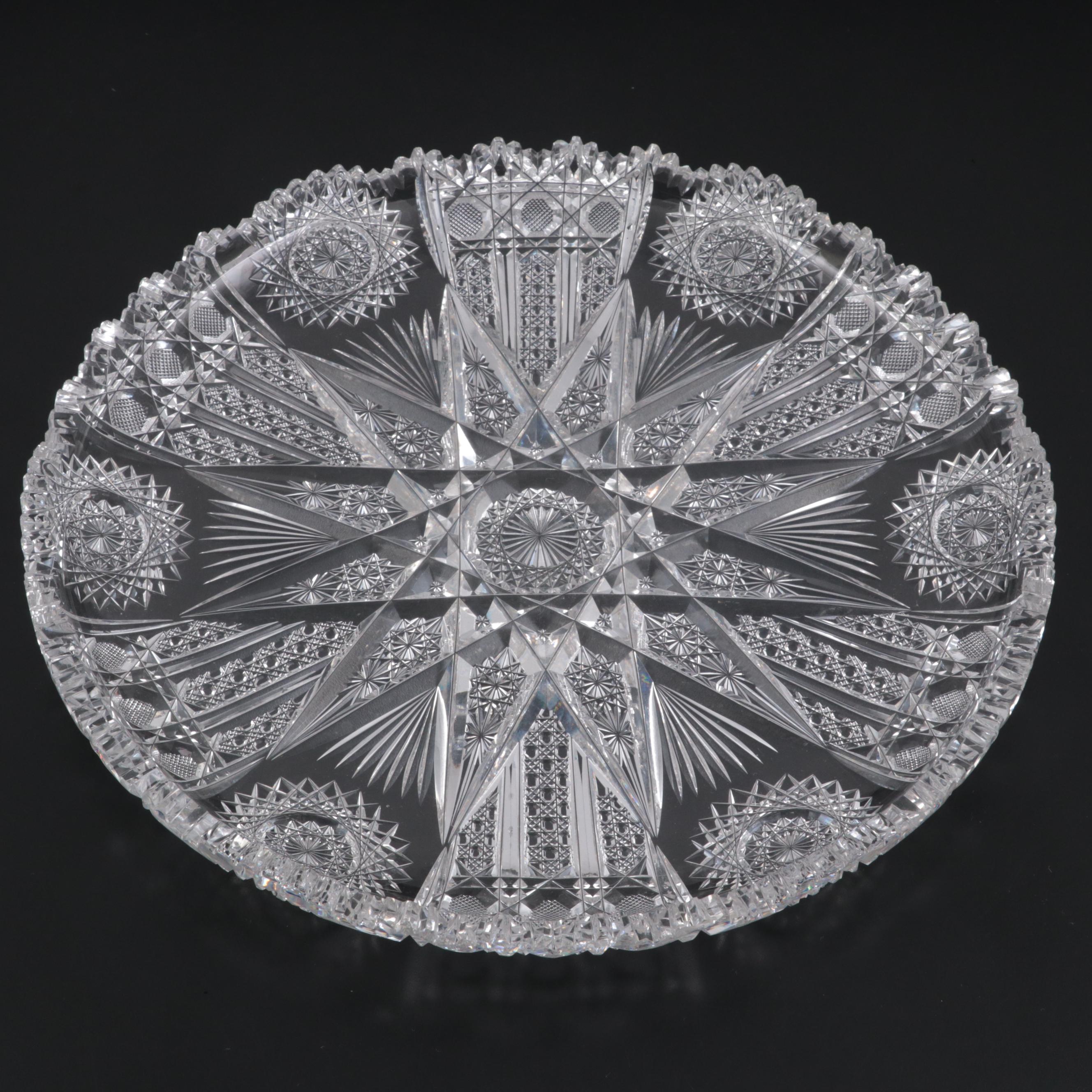 J. Hoare & Co. "Sparkler" Brilliant Cut Glass Circular Tray, Early 20th C.