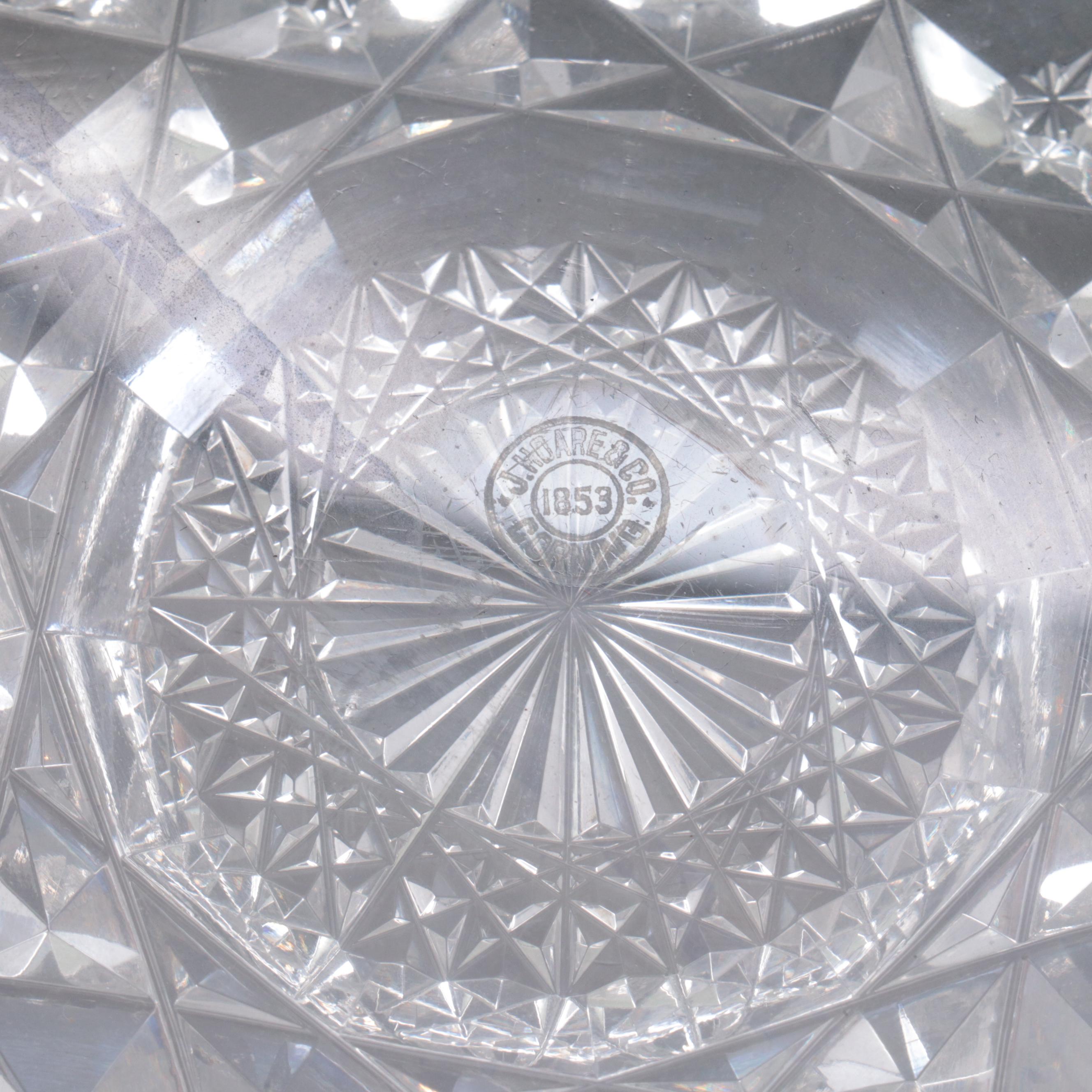 J. Hoare & Co. "Sparkler" Brilliant Cut Glass Circular Tray, Early 20th C.