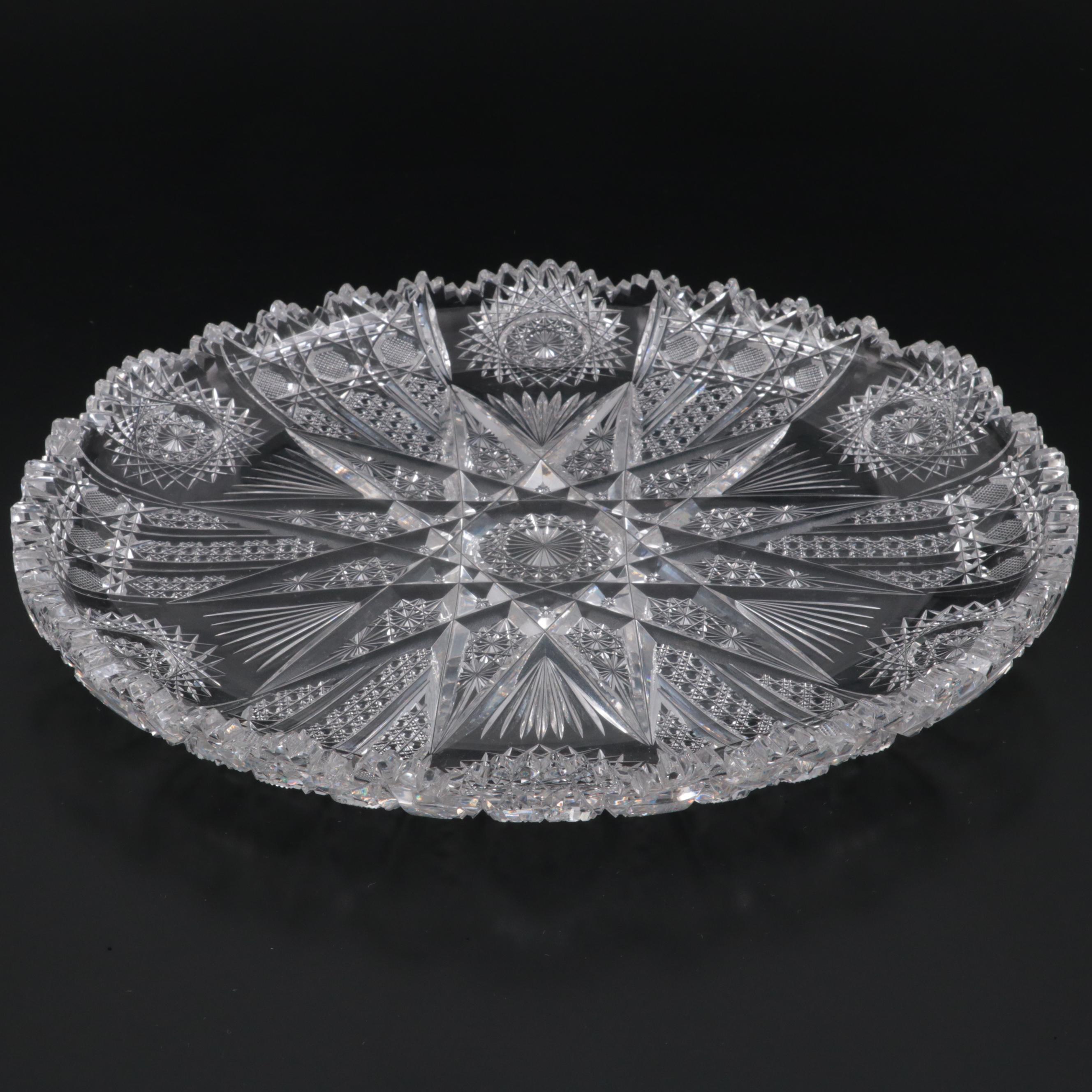 J. Hoare & Co. "Sparkler" Brilliant Cut Glass Circular Tray, Early 20th C.