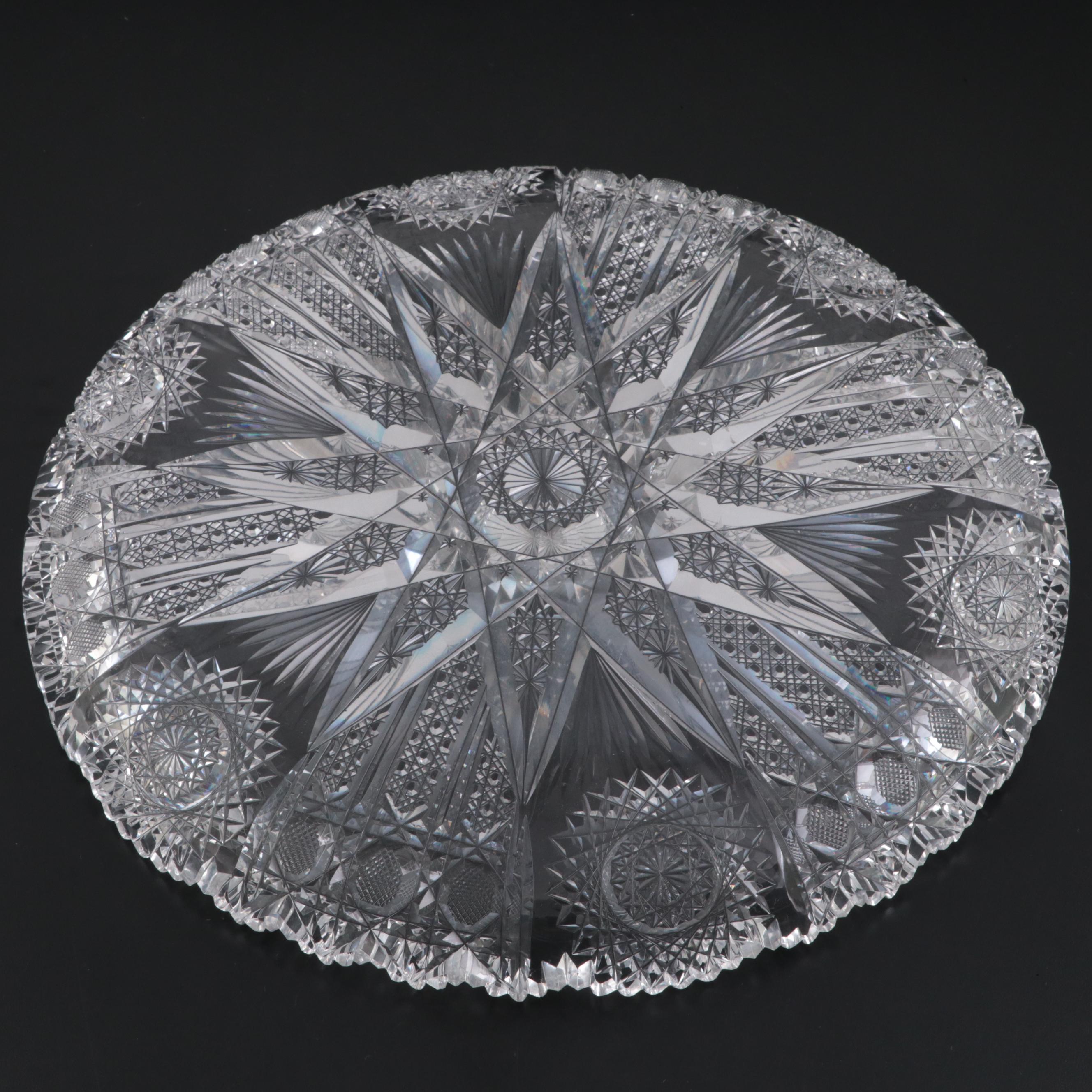 J. Hoare & Co. "Sparkler" Brilliant Cut Glass Circular Tray, Early 20th C.