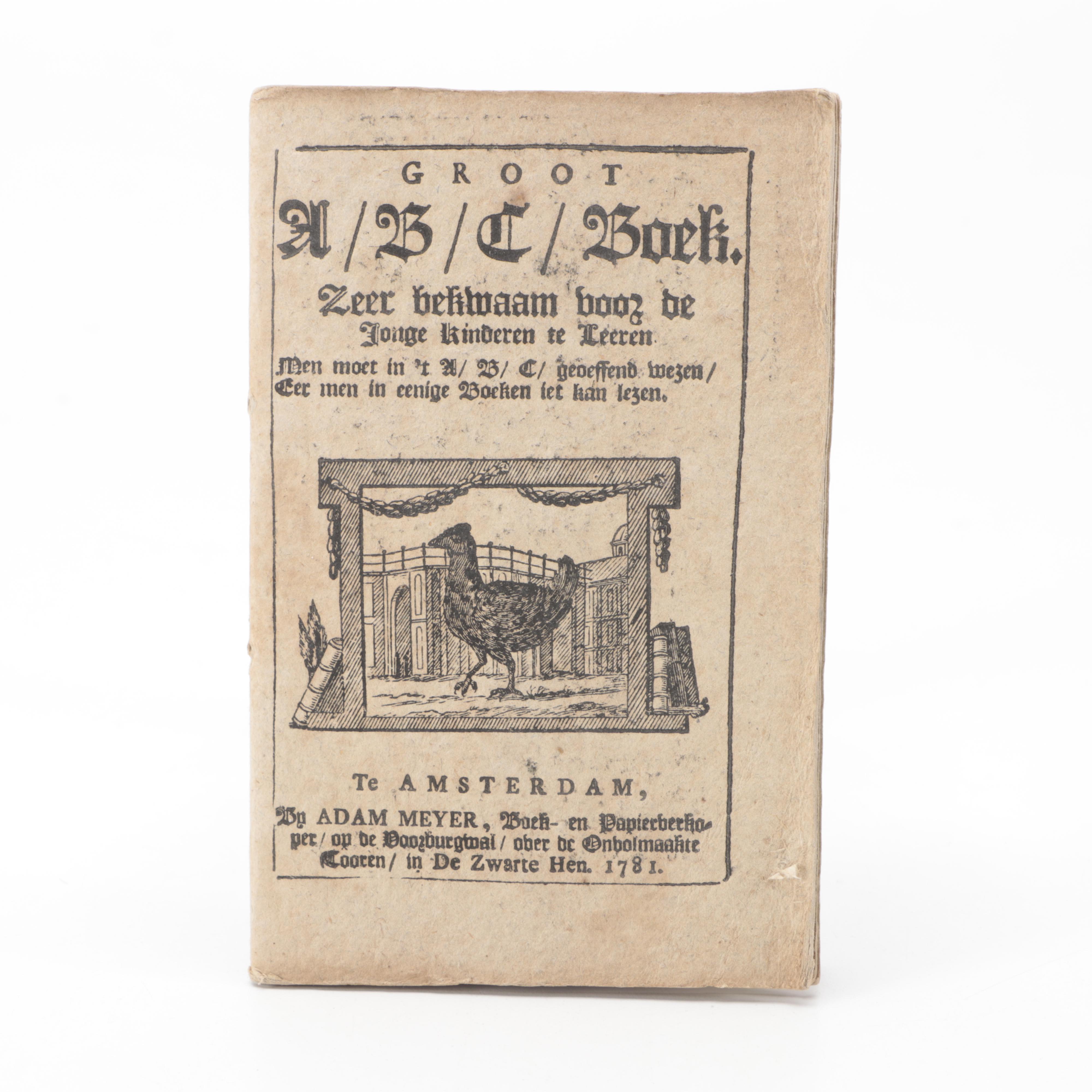 "Groot A/B/C Boek" Dutch Alphabet Book with Vellum Wraparound Case, 1781