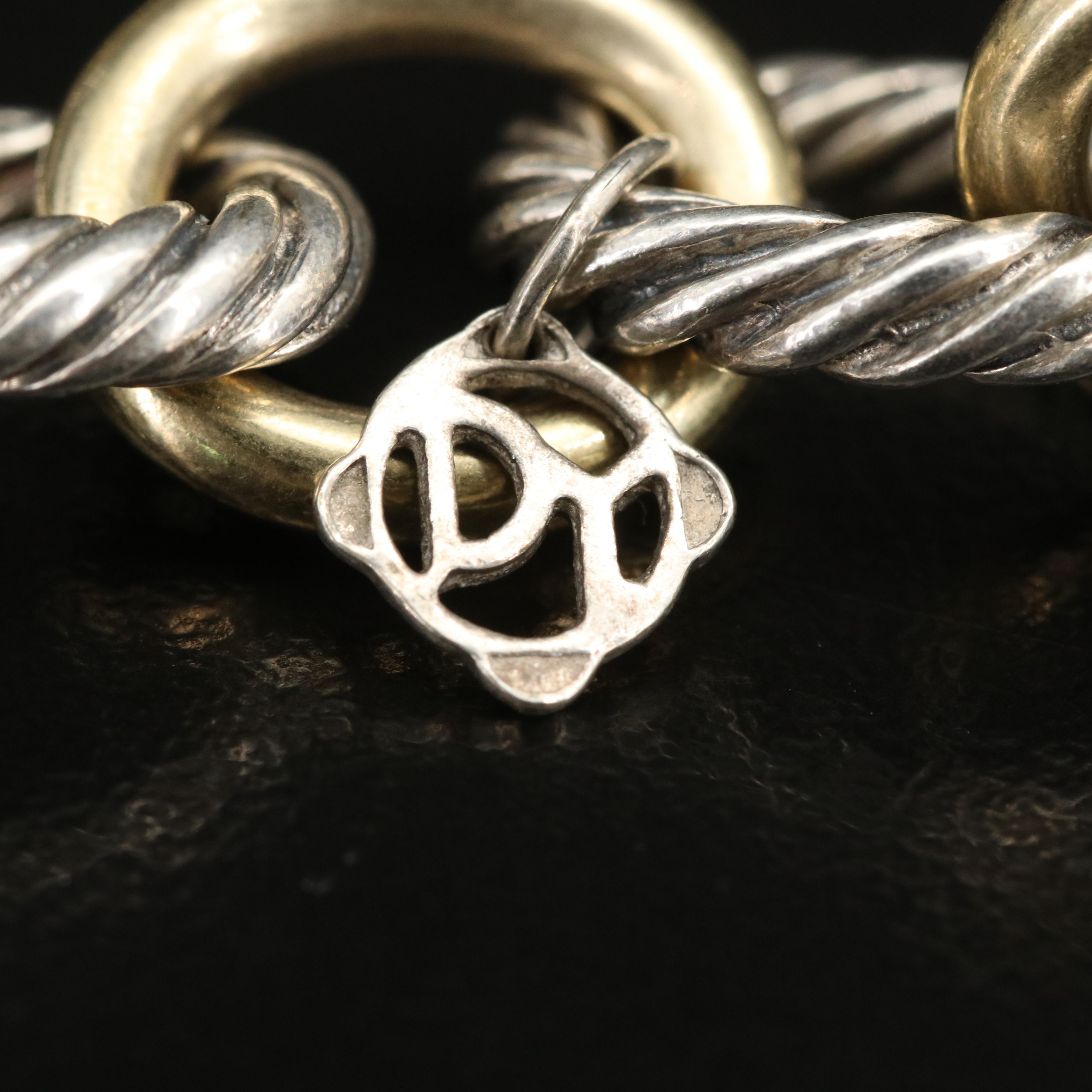 David Yurman Sterling Cable Link Chain Necklace with 18K Bonded Gold