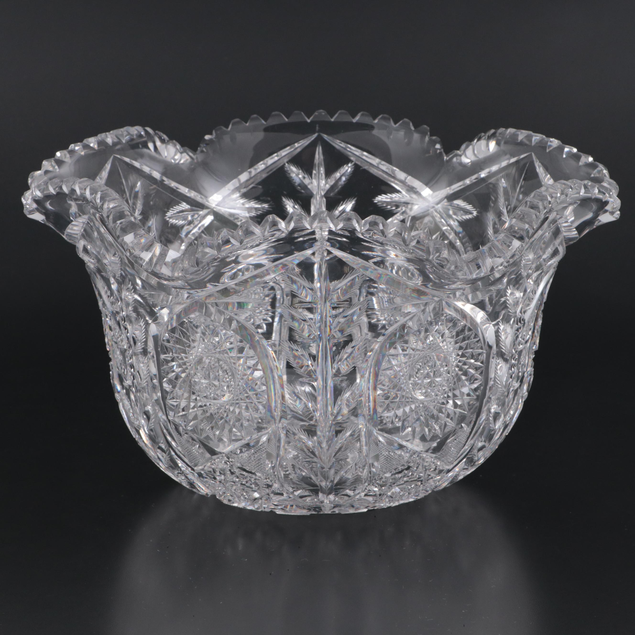 J. D. Bergen Co. "Thistle" American Brilliant Period Cut Glass Punch Bowl