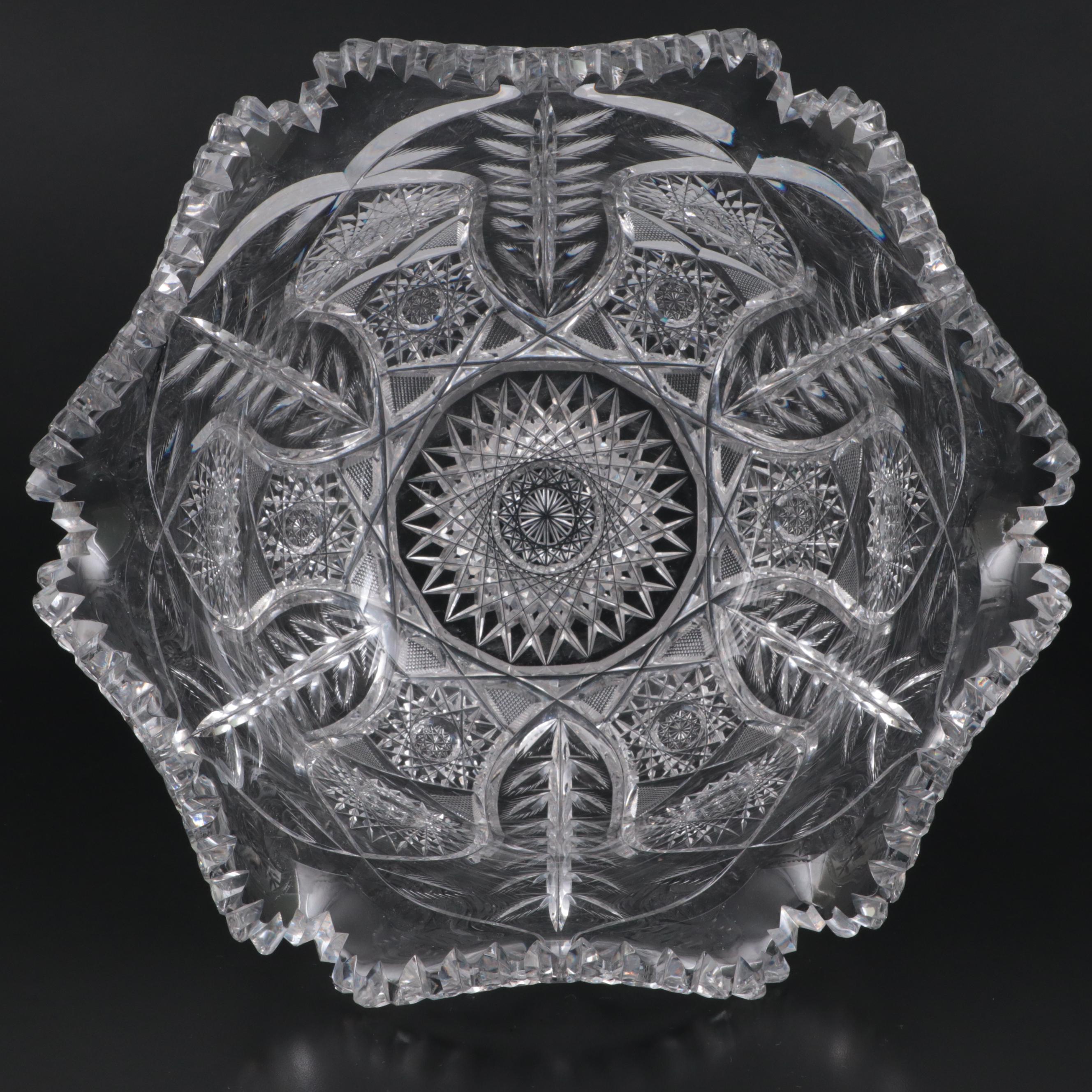 J. D. Bergen Co. "Thistle" American Brilliant Period Cut Glass Punch Bowl