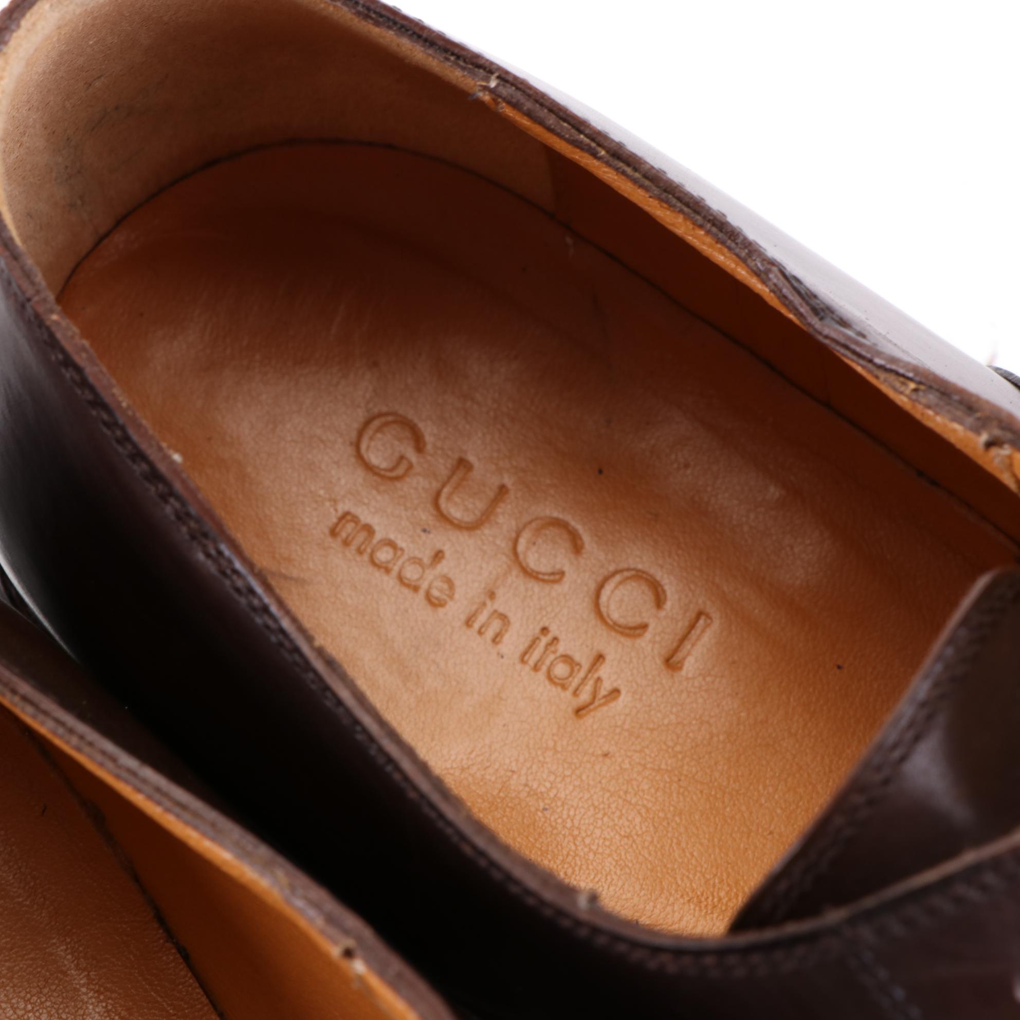 Men's Gucci Crocodile Cap Toe Oxfords in Brown Leather