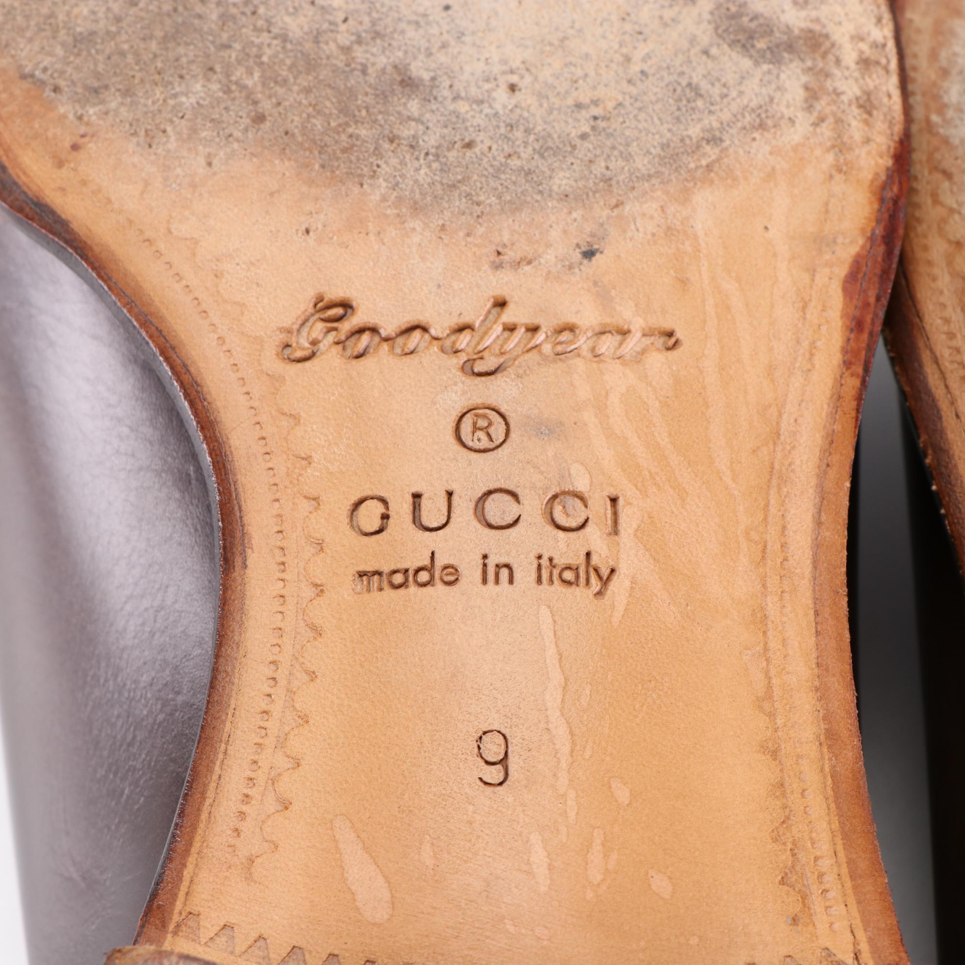 Men's Gucci Crocodile Cap Toe Oxfords in Brown Leather