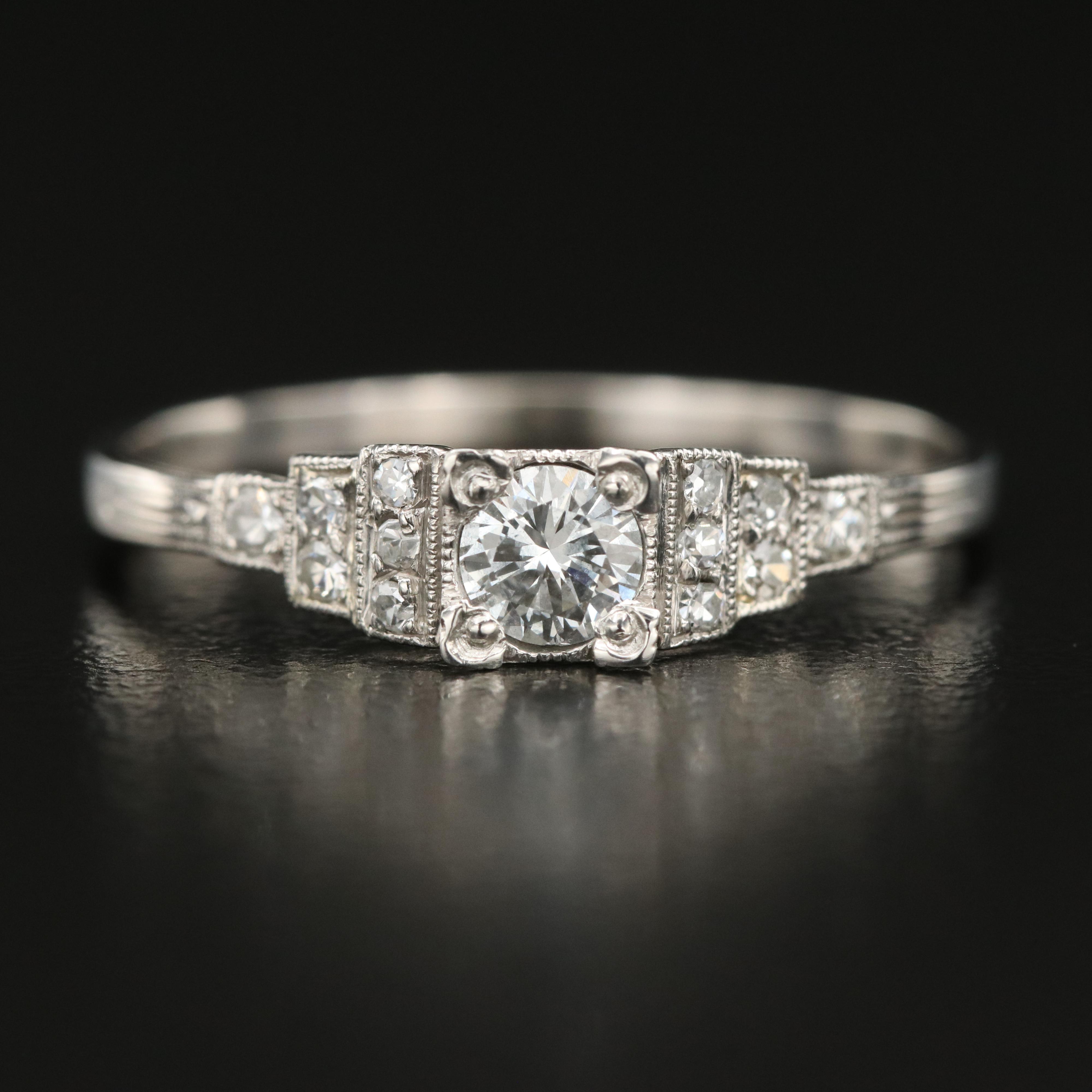 1950s Platinum 0.43 CTW Diamond Ring