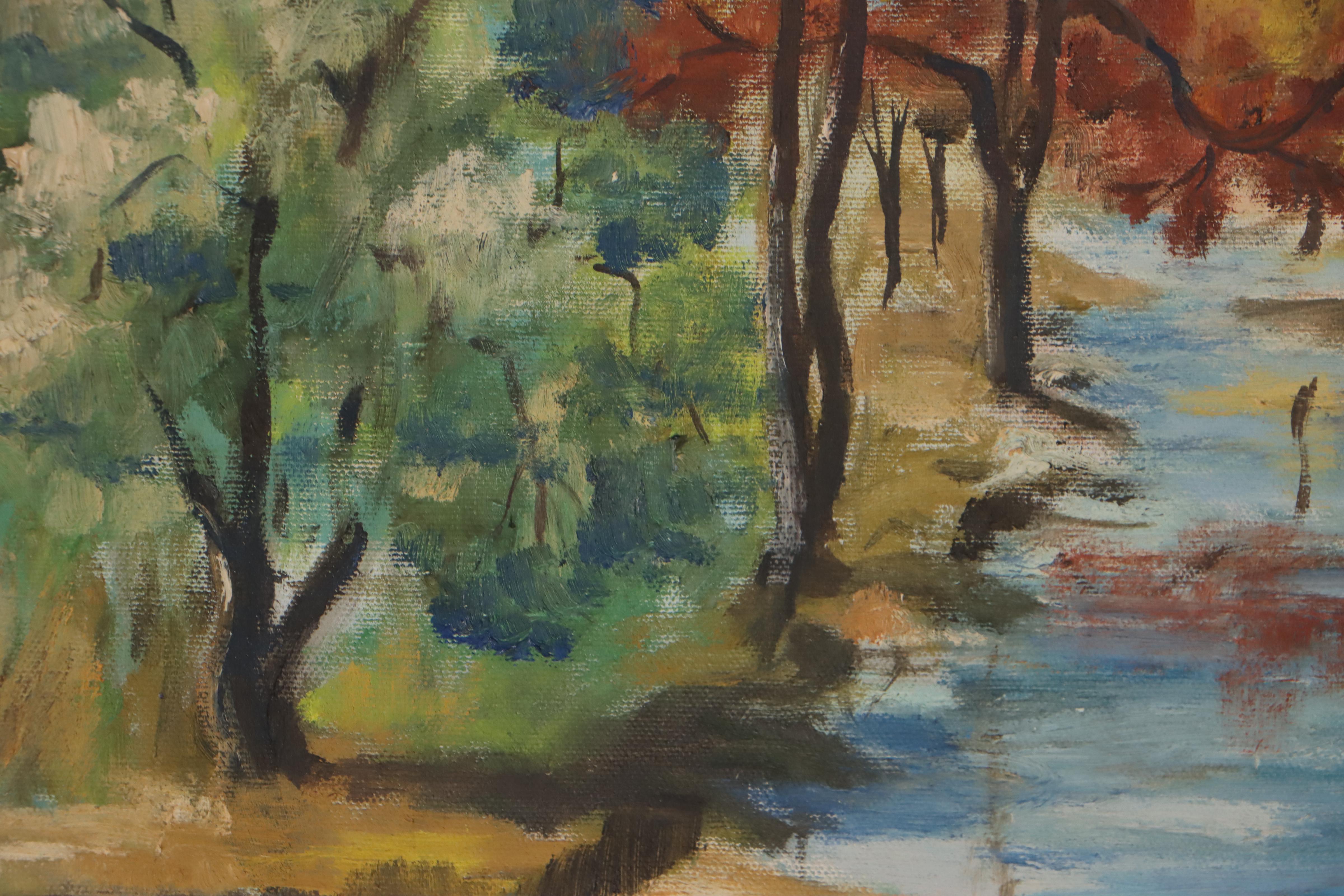 Oil Painting of Landscape With Creek