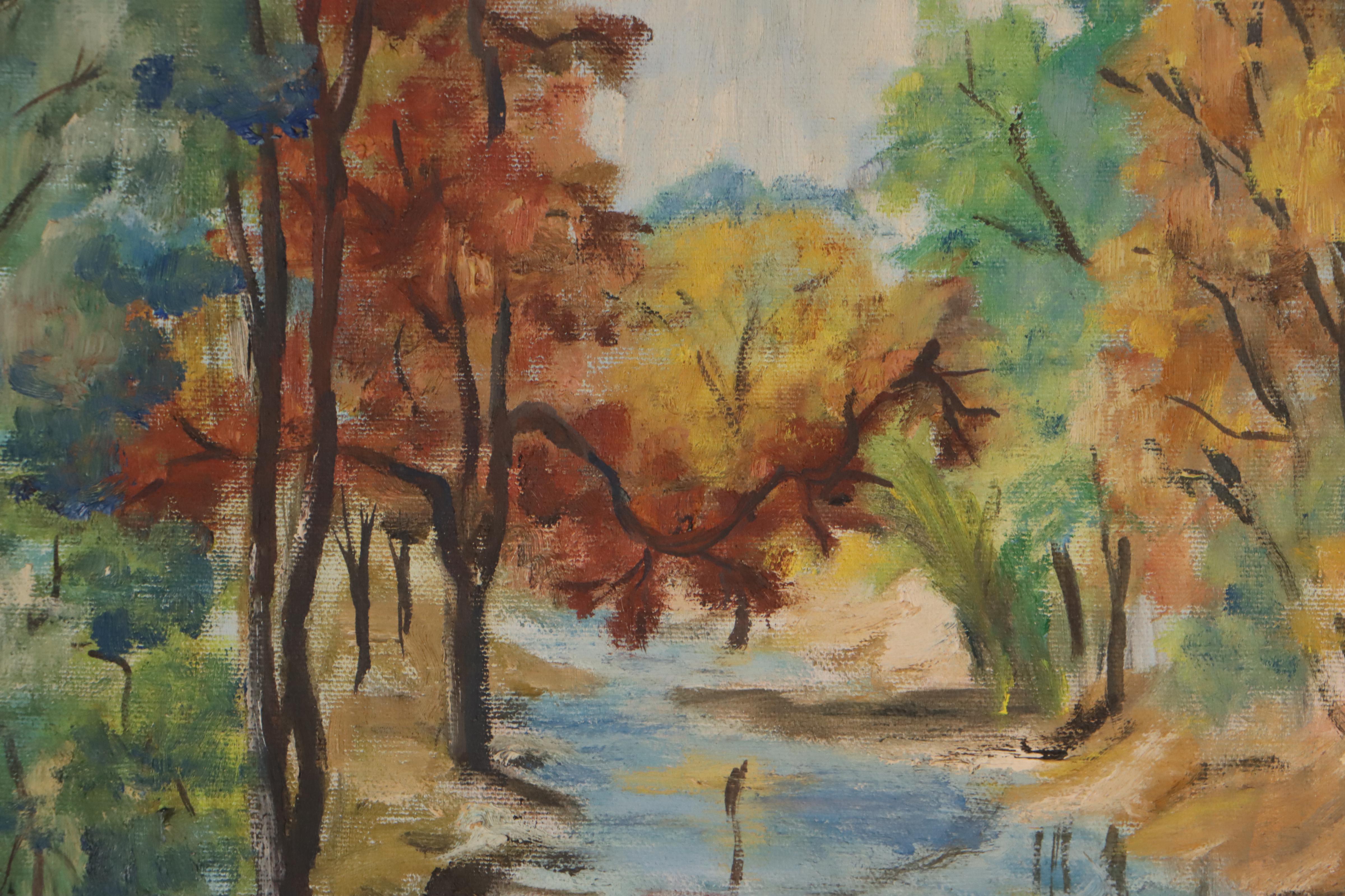 Oil Painting of Landscape With Creek