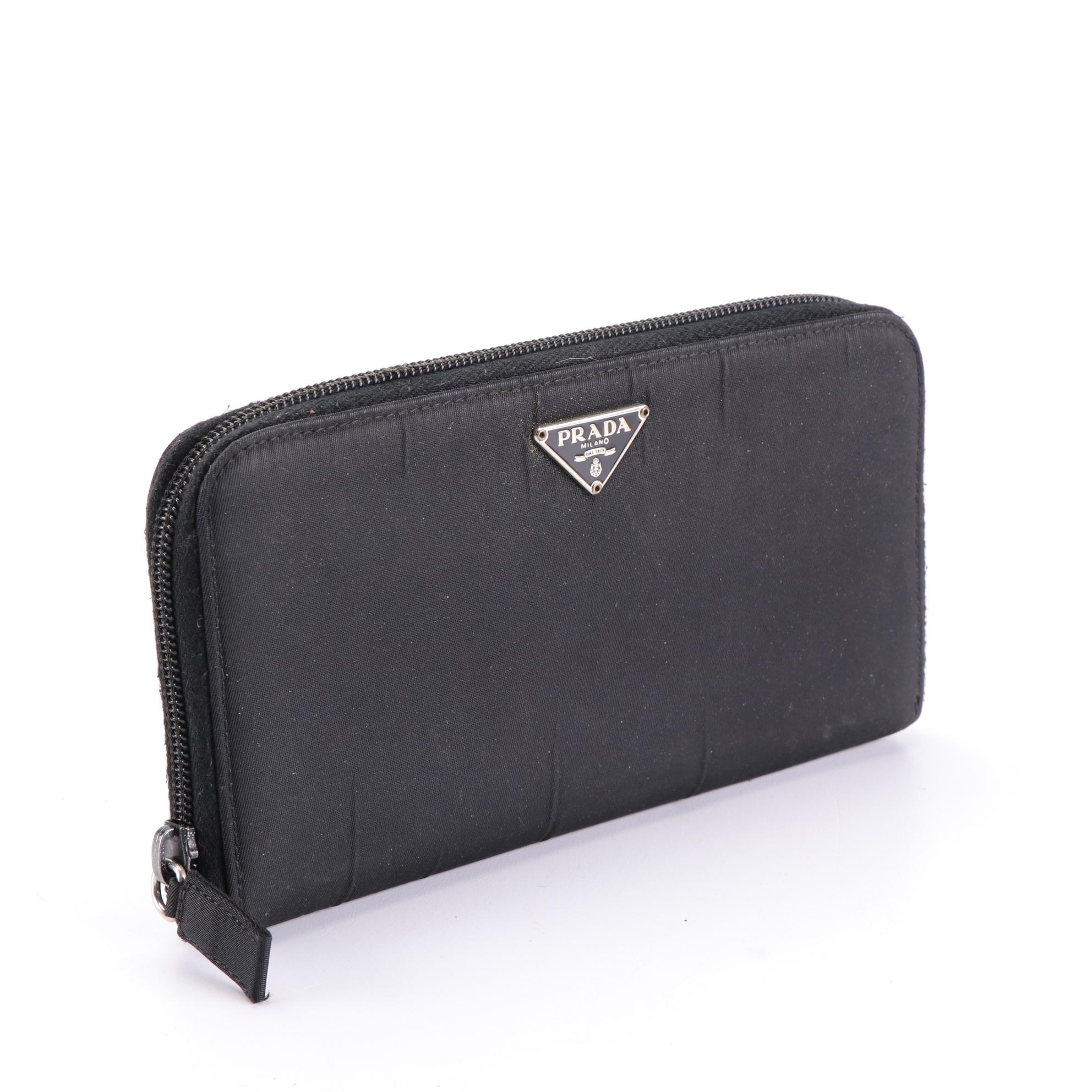 Prada Tessuto Zip-Around Wallet in Black Nylon