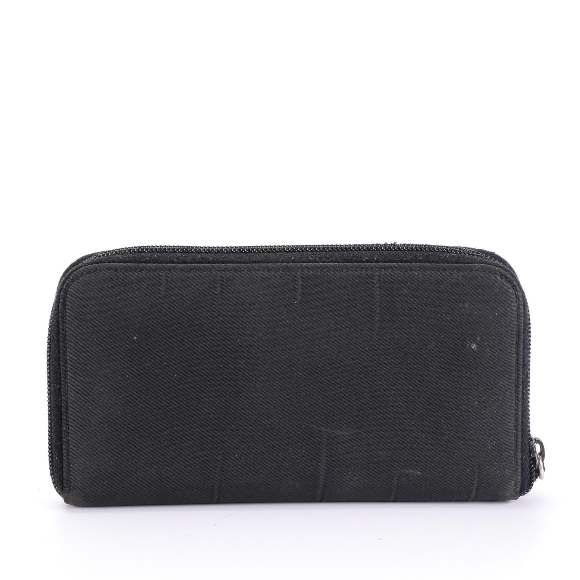 Prada Tessuto Zip-Around Wallet in Black Nylon