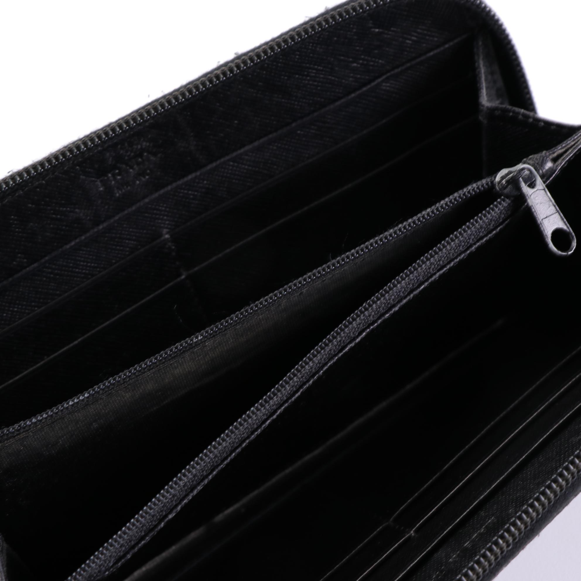 Prada Tessuto Zip-Around Wallet in Black Nylon