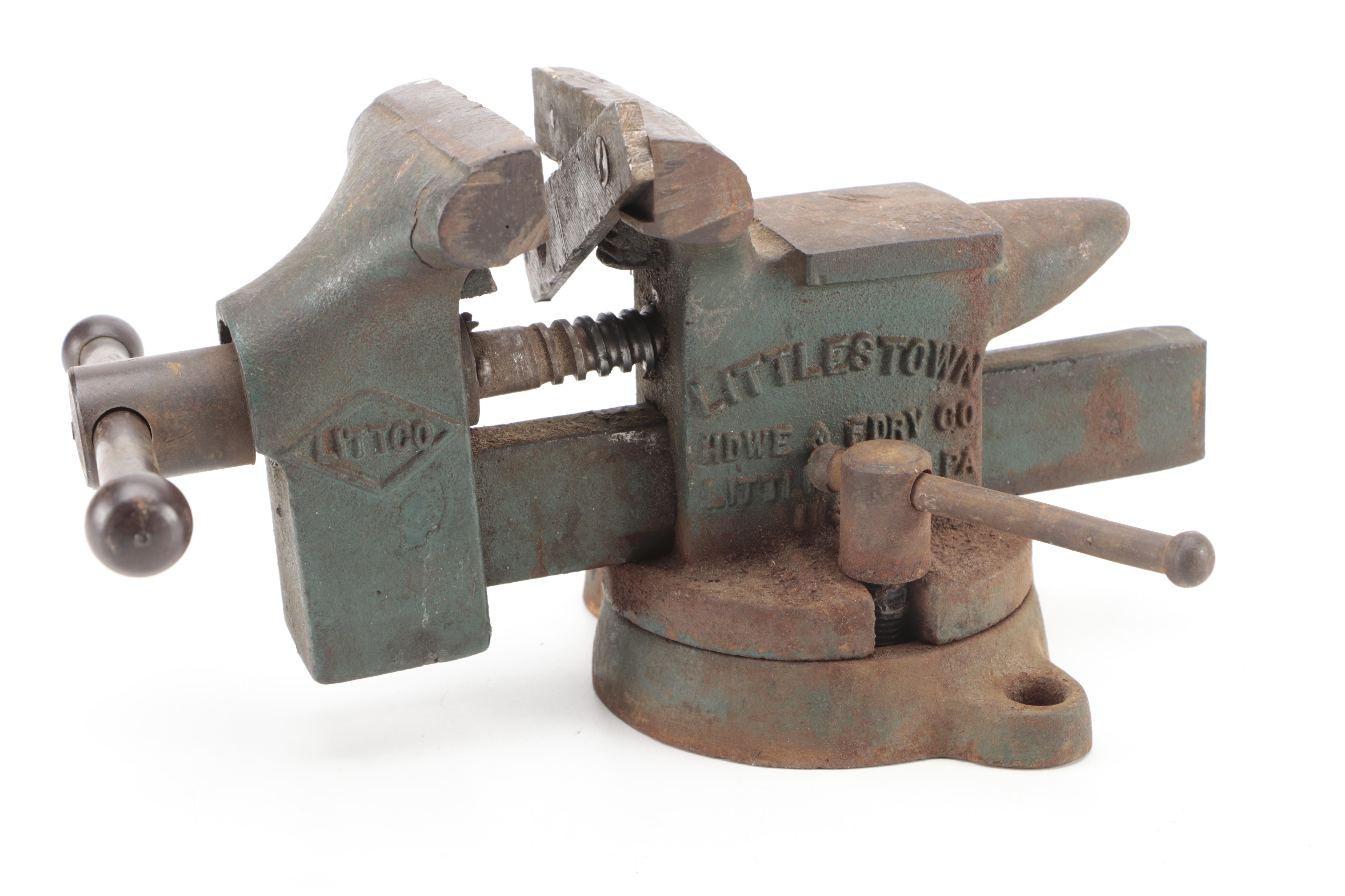 Littco No. 112 Cast Iron Bench Vise With Crescent Wrenches and Vise Grip