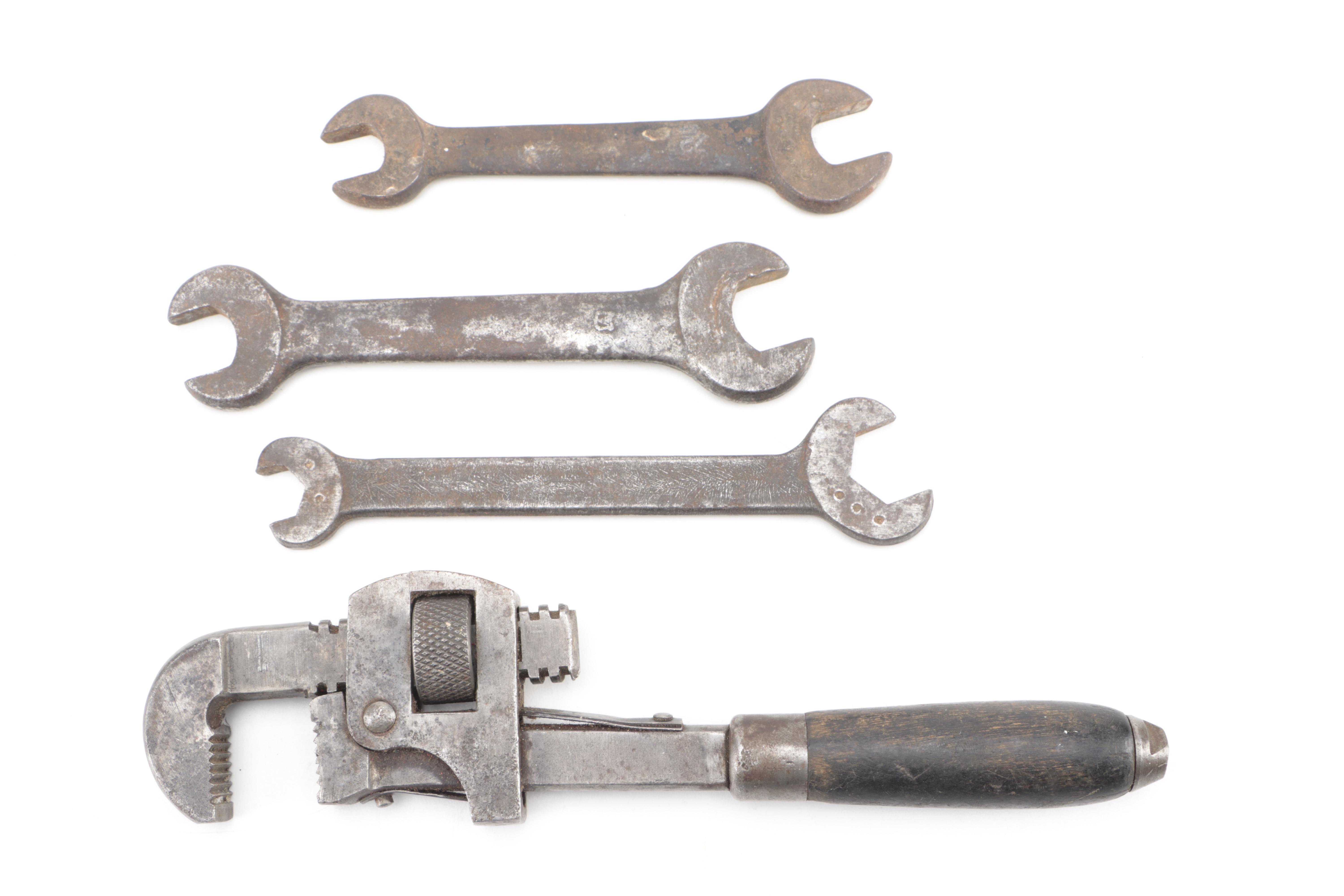 Littco No. 112 Cast Iron Bench Vise With Crescent Wrenches and Vise Grip