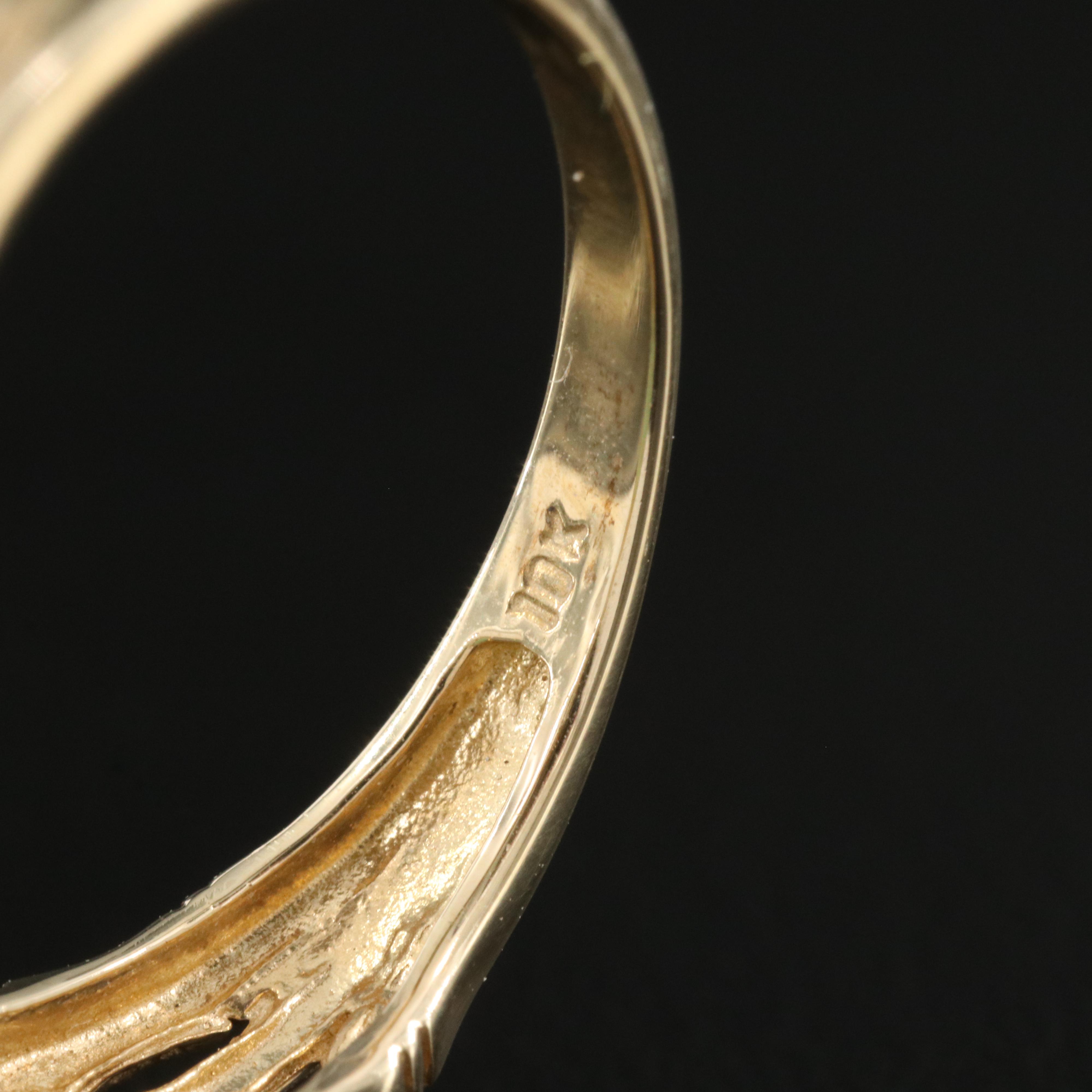 10K Jadeite and Diamond Bamboo Style Ring