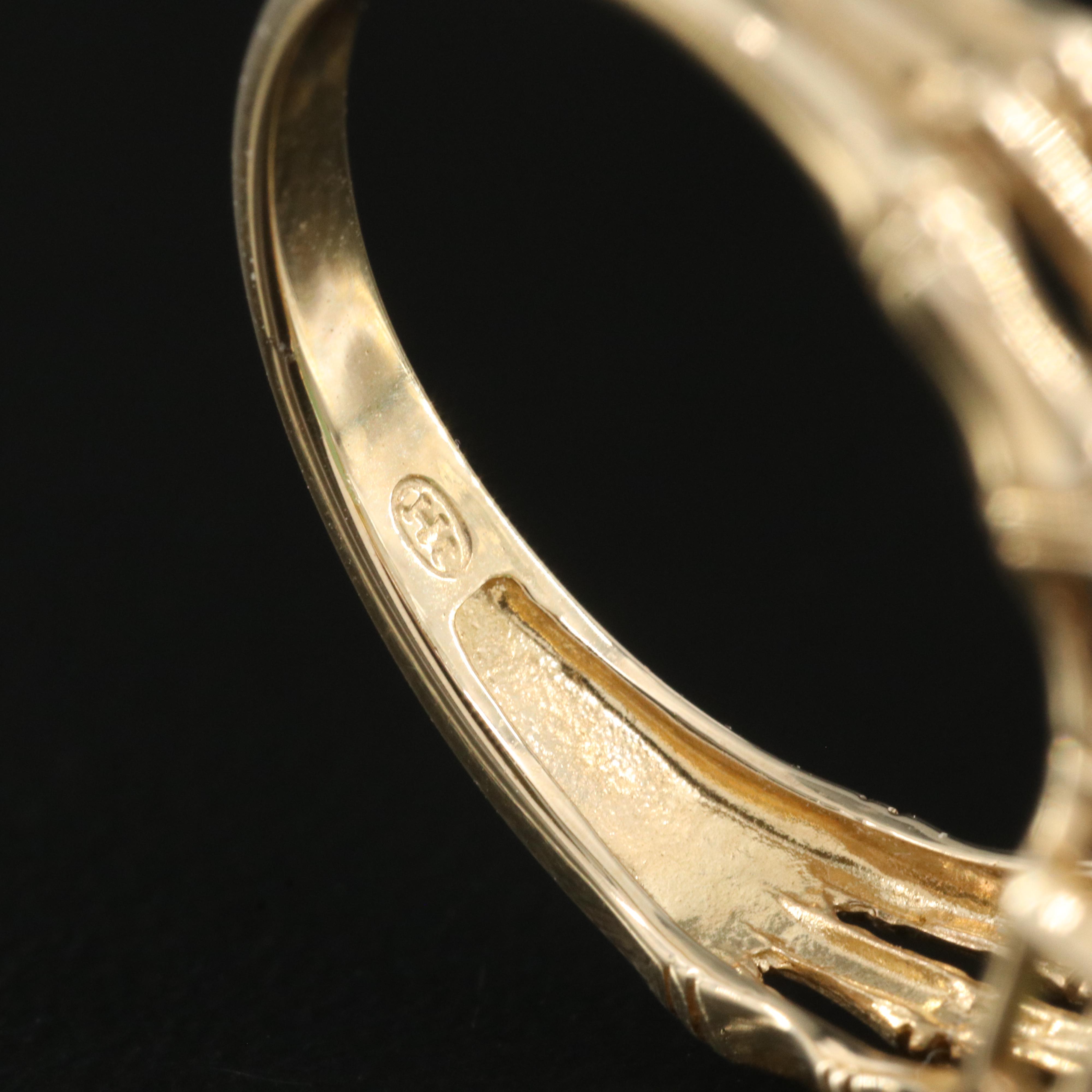 10K Jadeite and Diamond Bamboo Style Ring