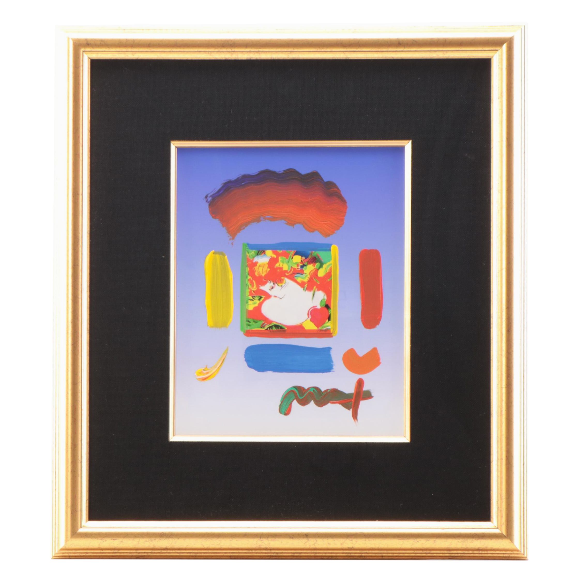 Peter Max Mixed Media Painting "Flower Blossom Lady"