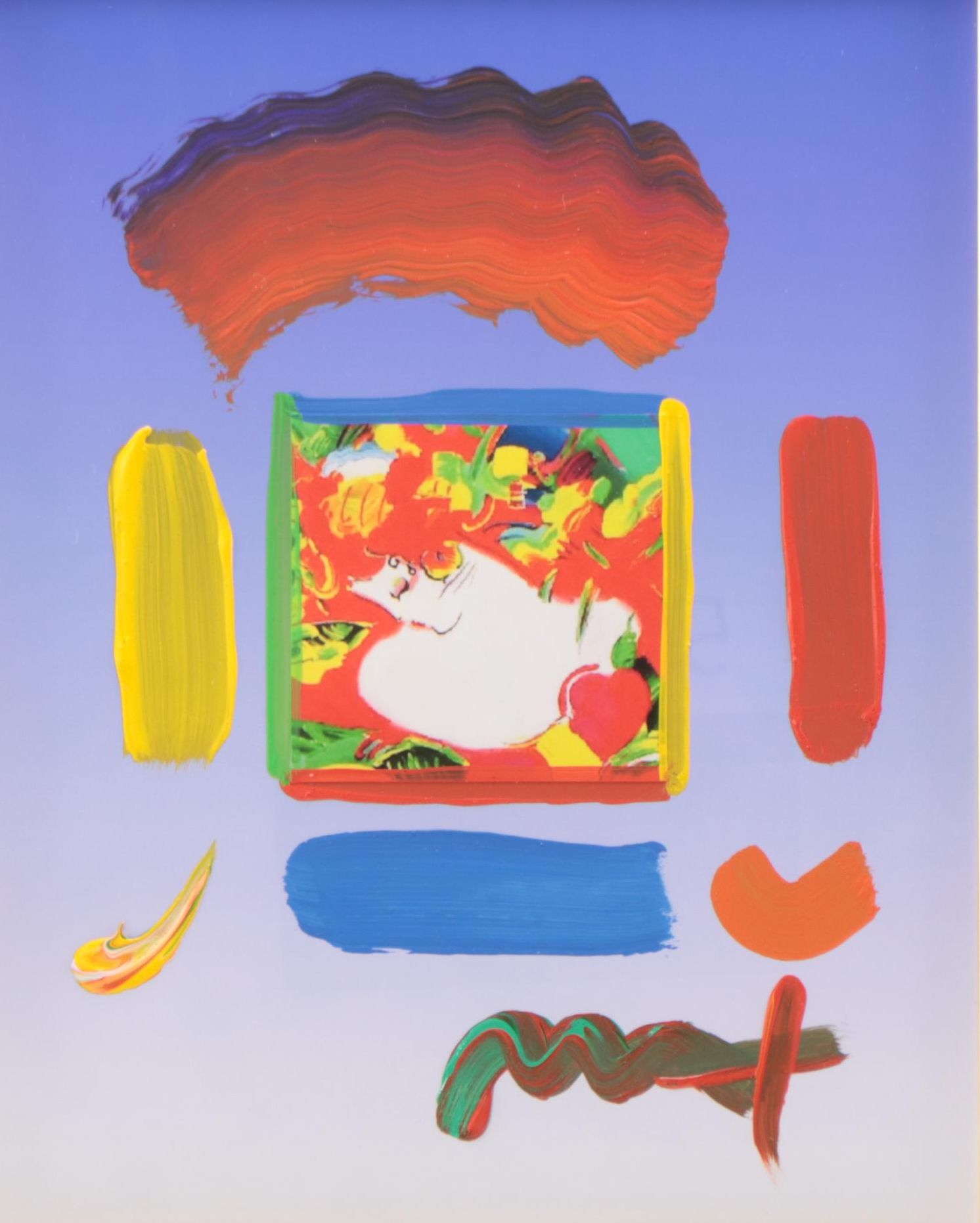 Peter Max Mixed Media Painting "Flower Blossom Lady"