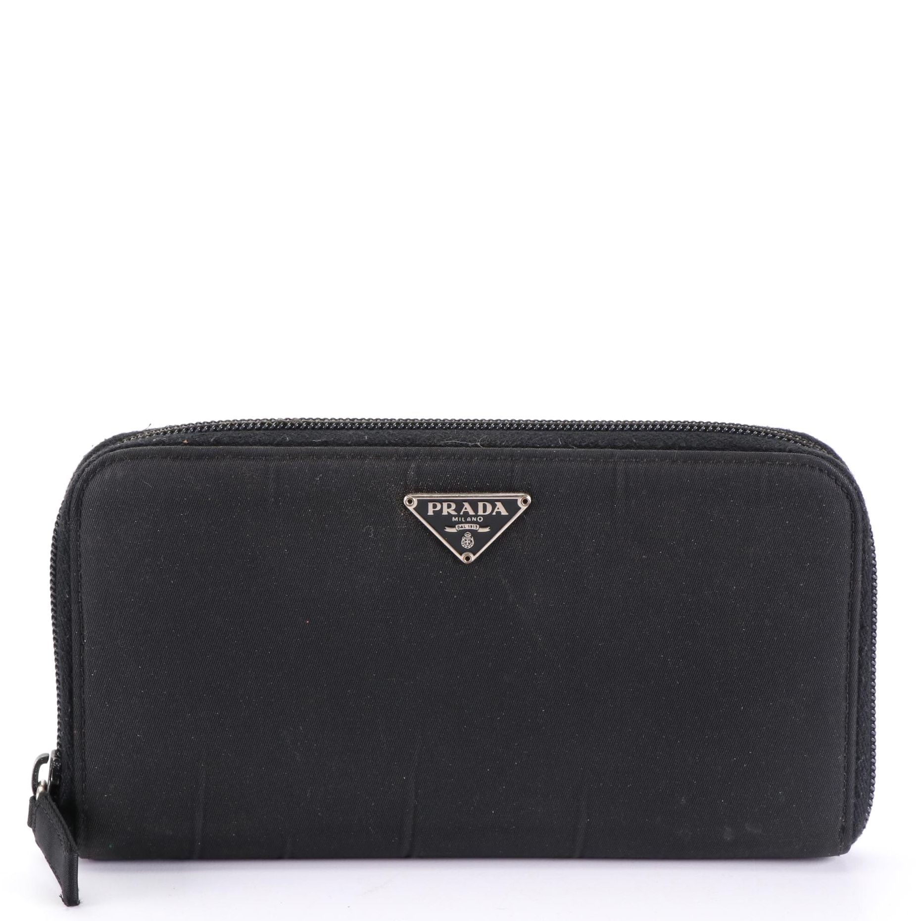 Prada Tessuto Zip-Around Wallet in Black Nylon
