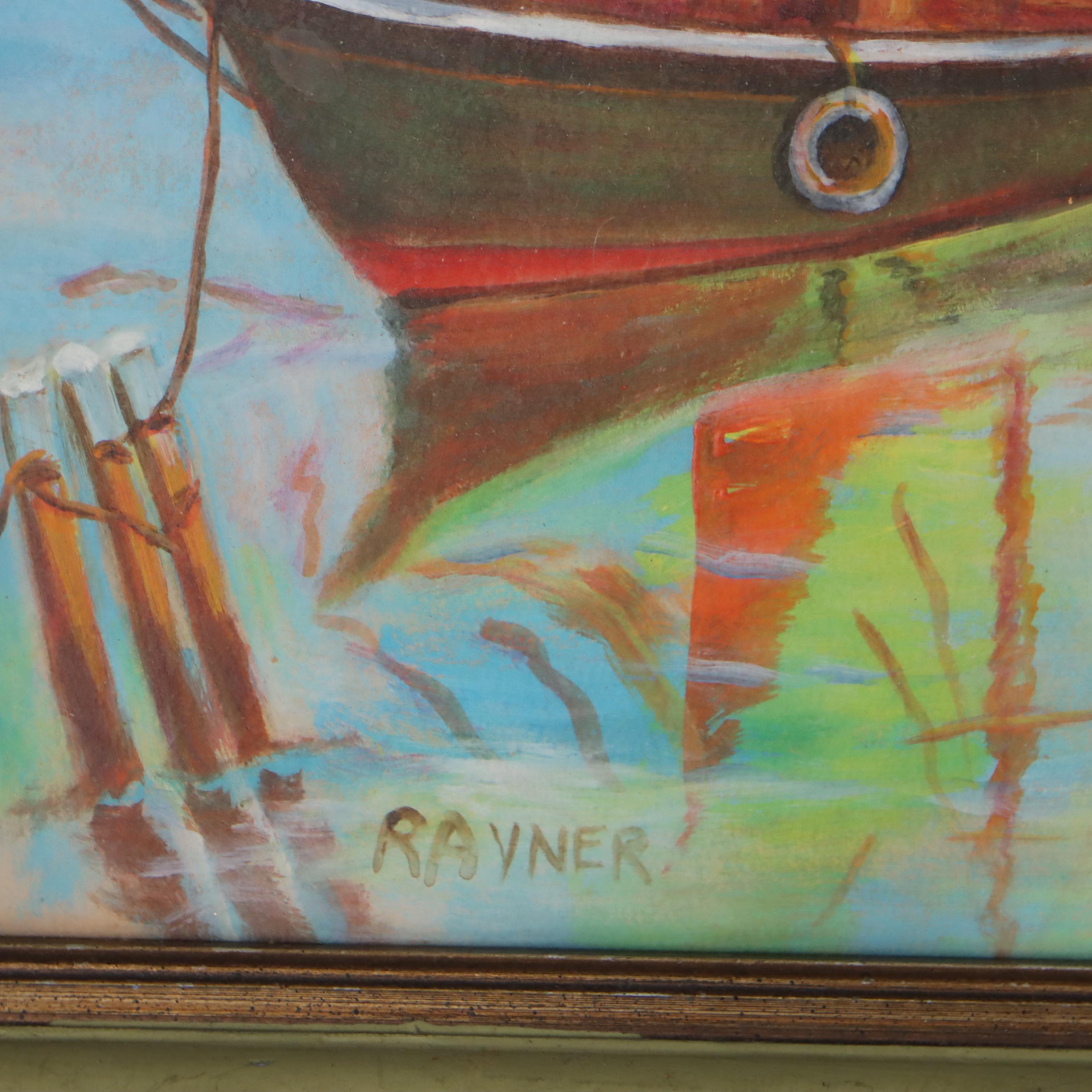 Watercolor Painting of Harbor Scene