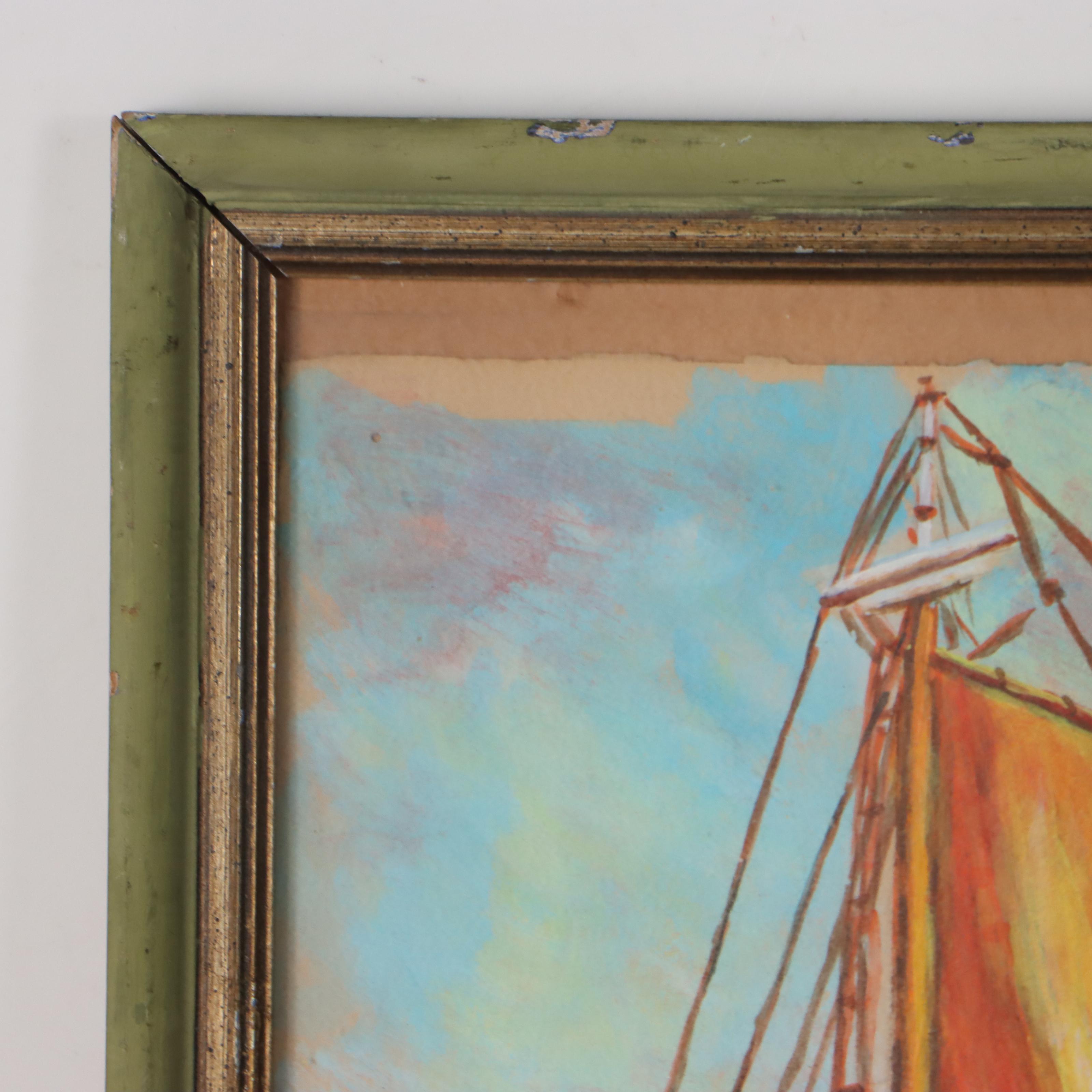 Watercolor Painting of Harbor Scene