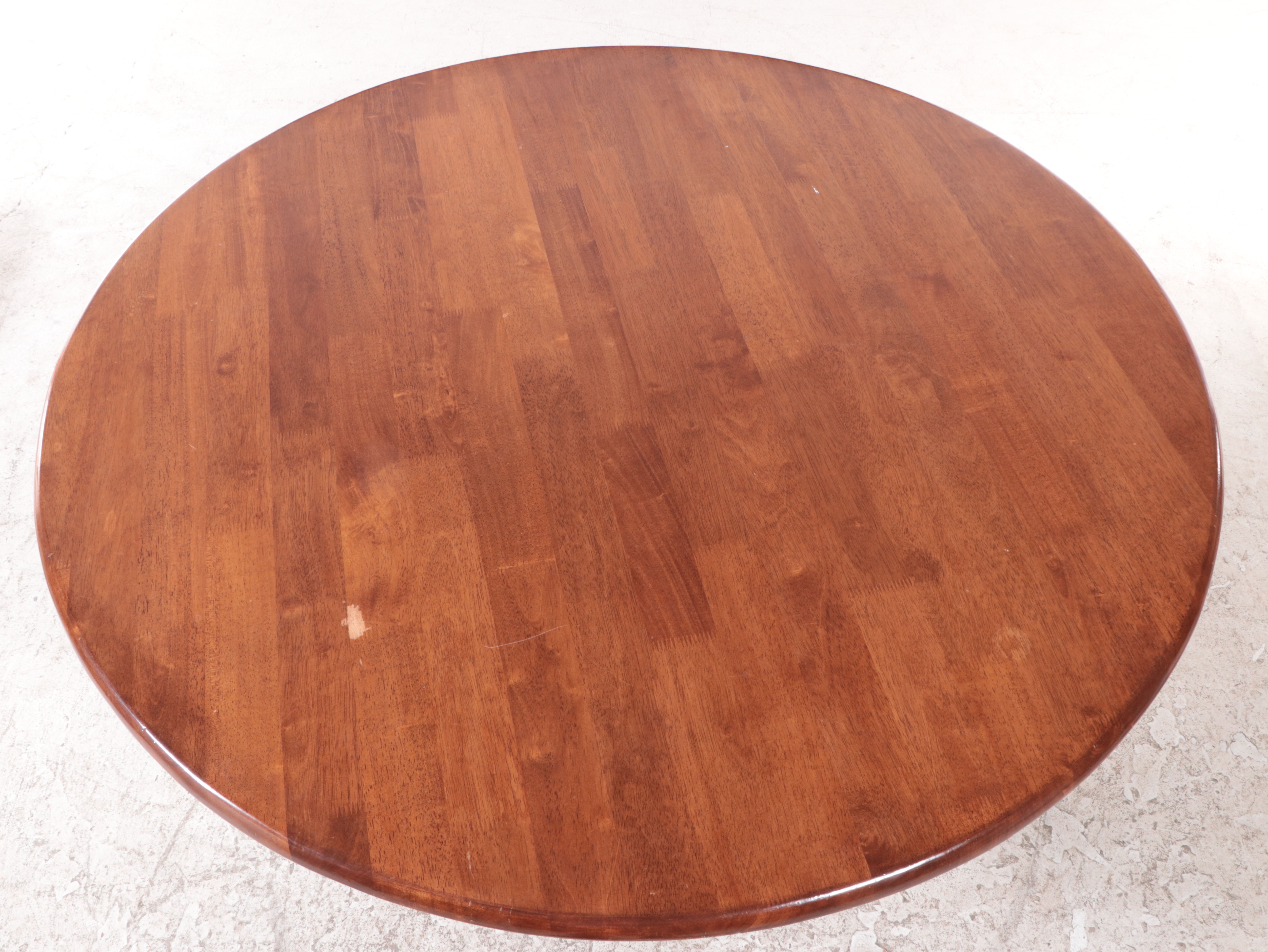 Colonial Style Acacia Pedestal Dining Table with Four Oak Arrow-Back Chairs