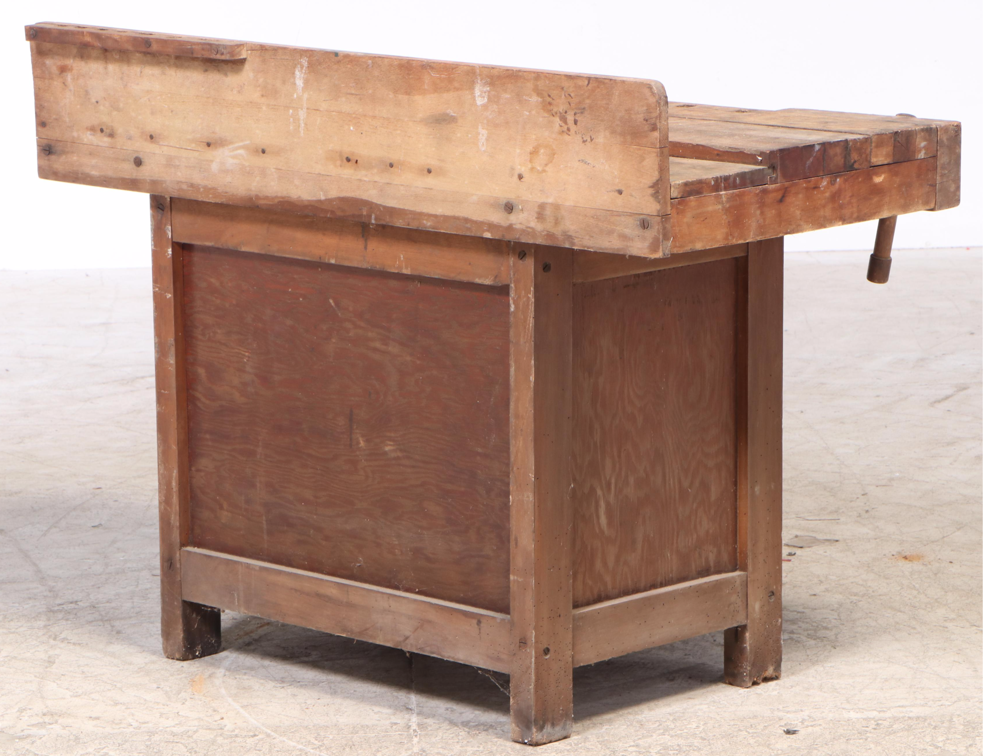 Maple Work Bench with Clamps, Drawers and Cabinet